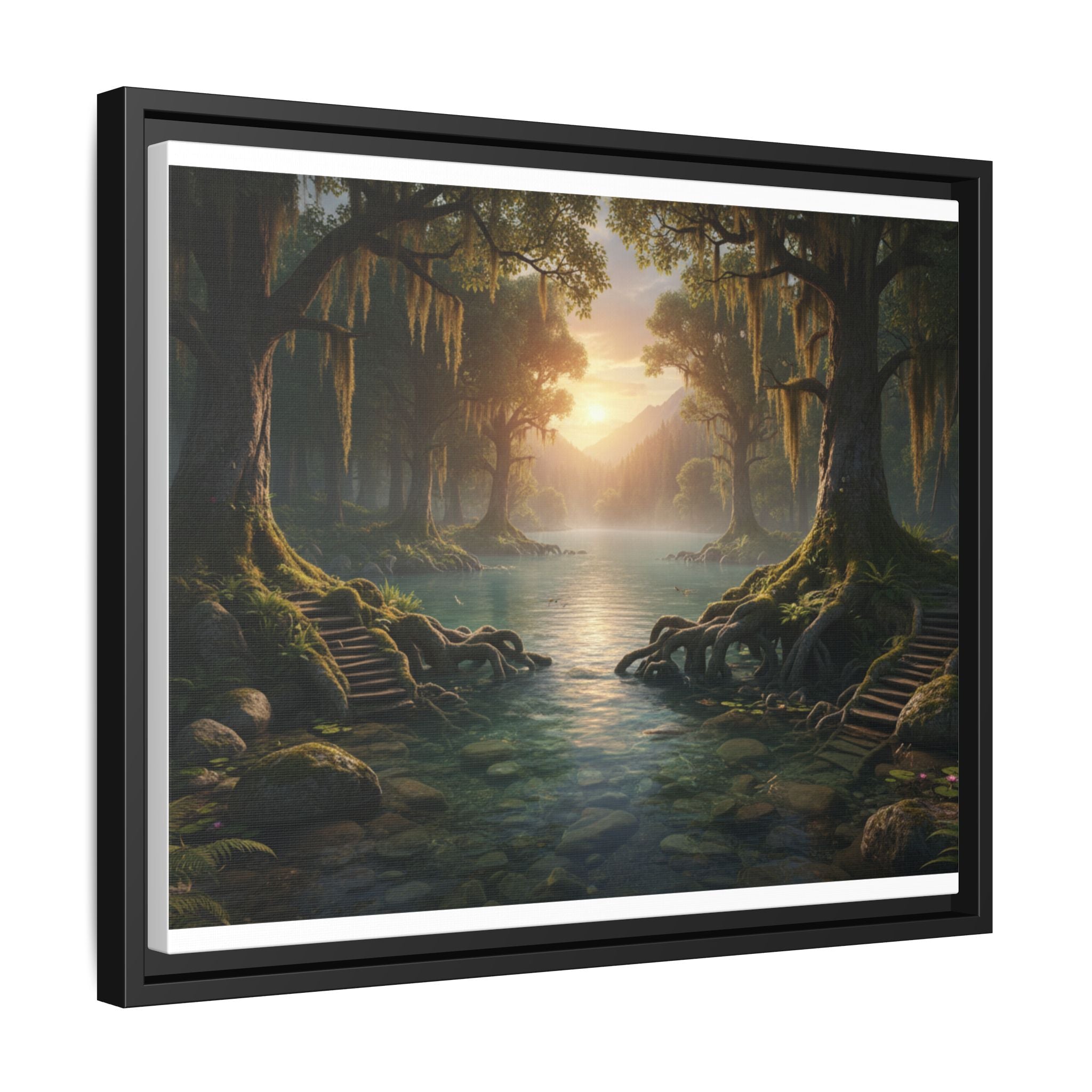 Framed Matte Canvas Art - Step In To The Water