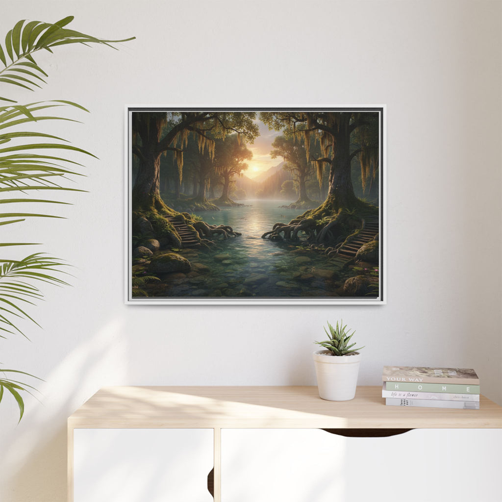 Framed Matte Canvas Art - Step In To The Water