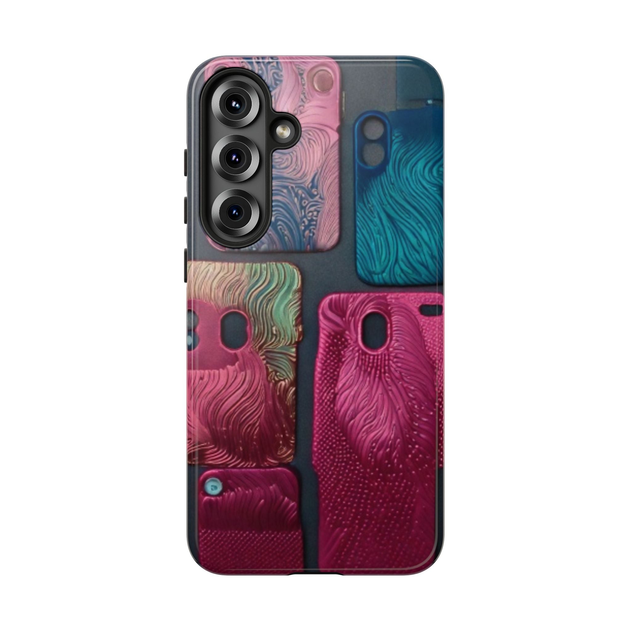 Tough Case - Colorful Textured Phone Case (Protective, Artistic Swirl Design)