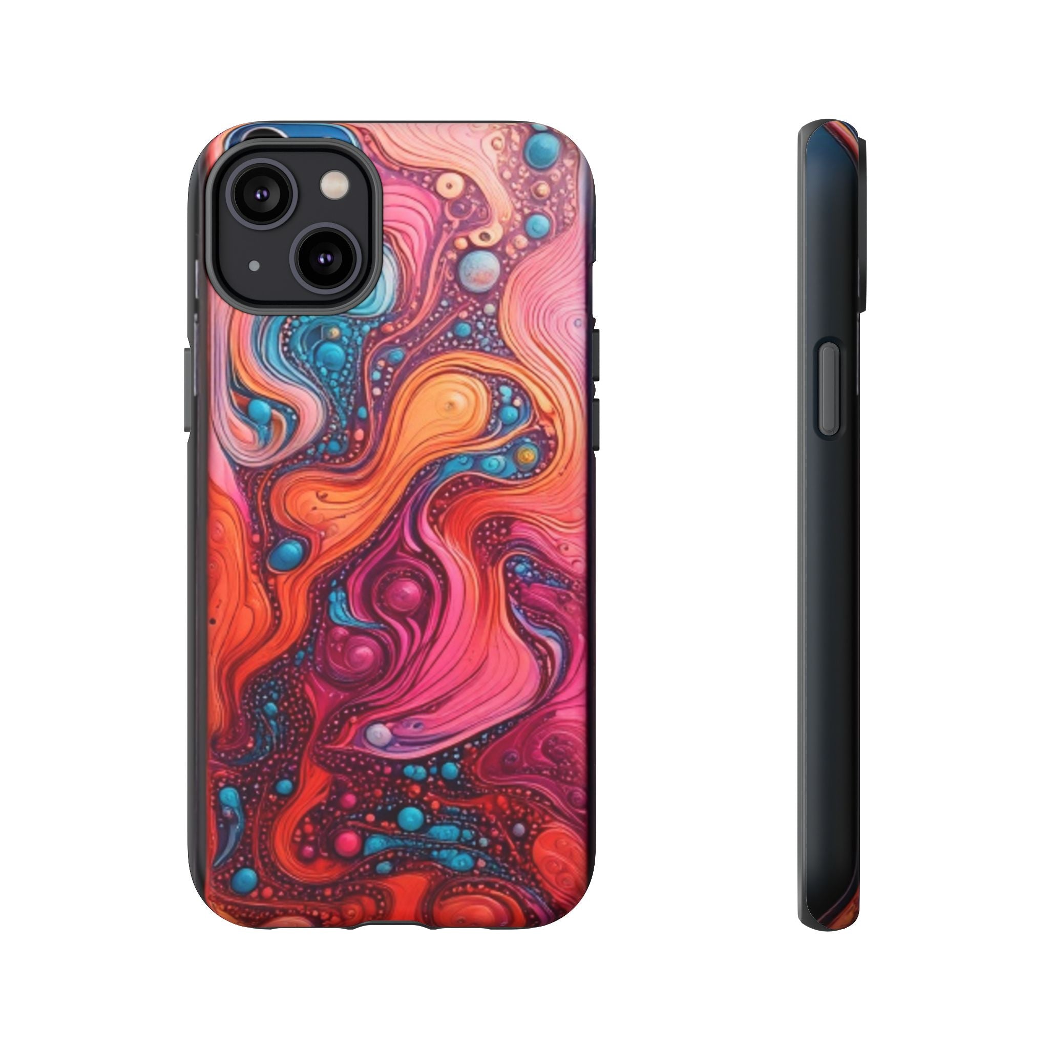 Abstract Swirl Tough Phone Case — Colorful Liquid Art Protective Cover