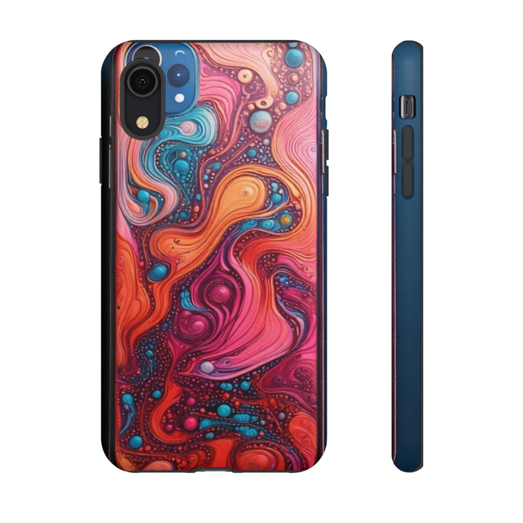 Abstract Swirl Tough Phone Case — Colorful Liquid Art Protective Cover