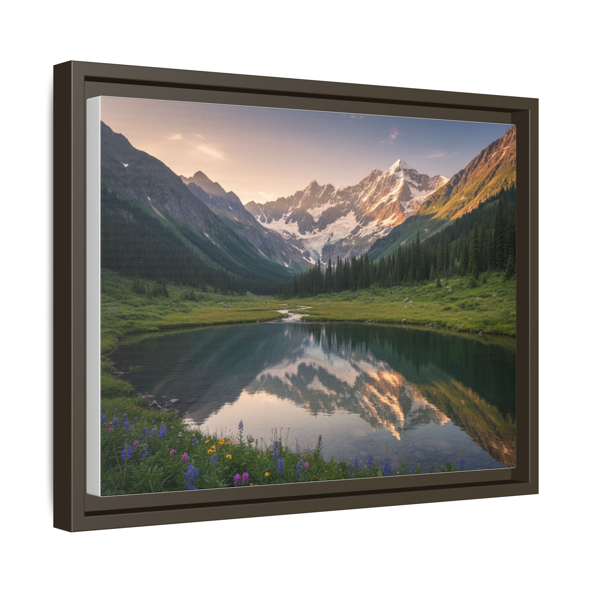 Matte Framed Canvas - Mountain Lake Landscape Wall Art