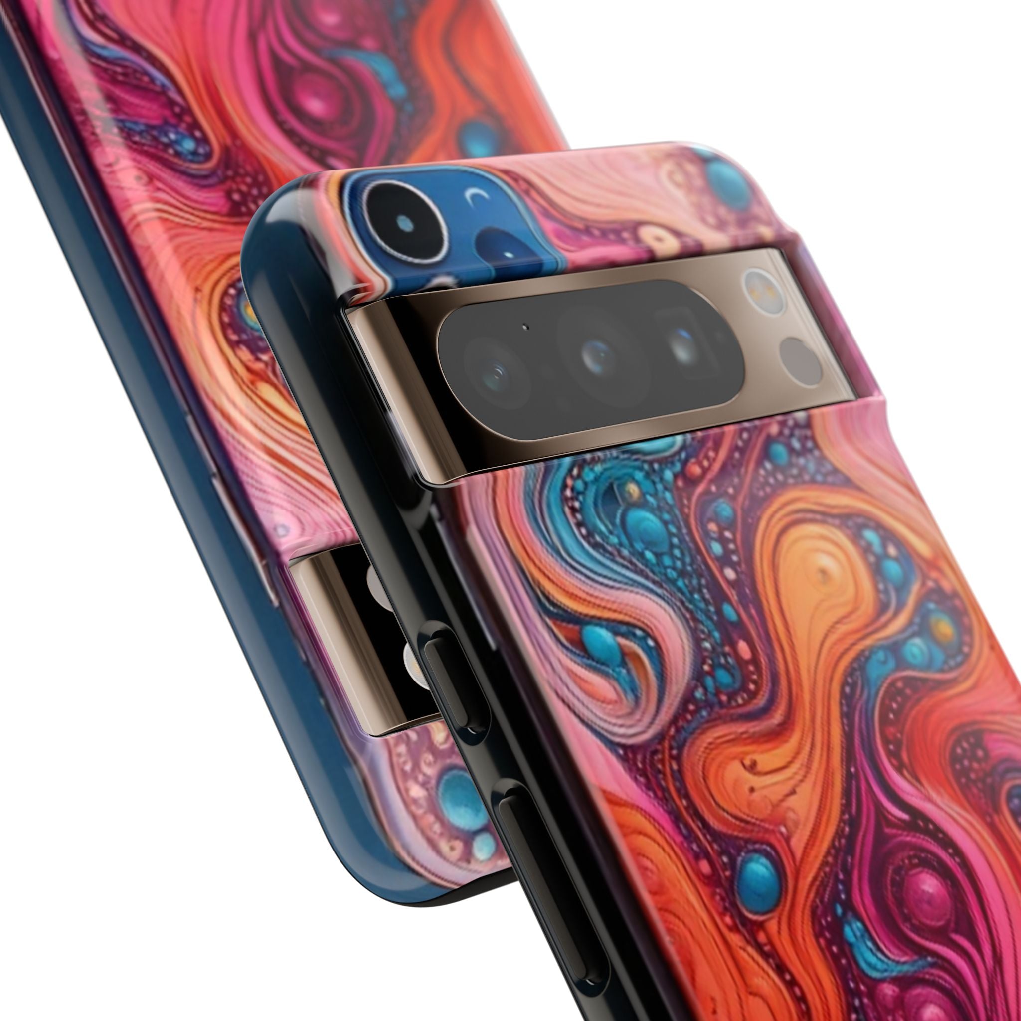 Abstract Swirl Tough Phone Case — Colorful Liquid Art Protective Cover