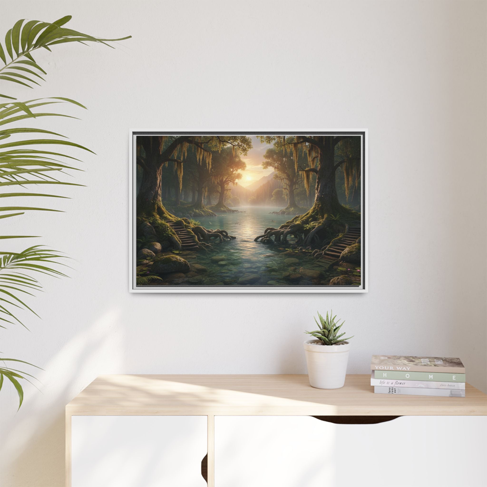 Framed Matte Canvas Art - Step In To The Water