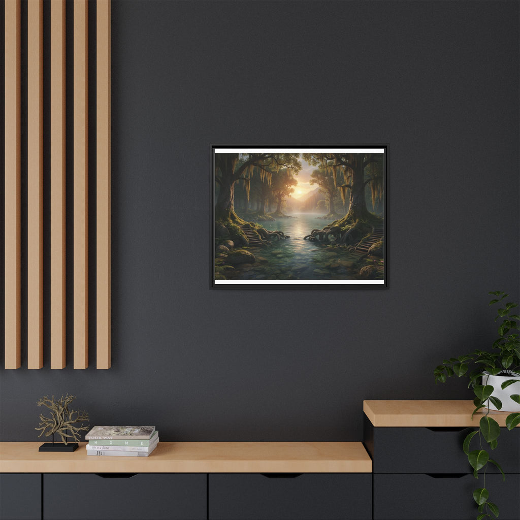 Framed Matte Canvas Art - Step In To The Water