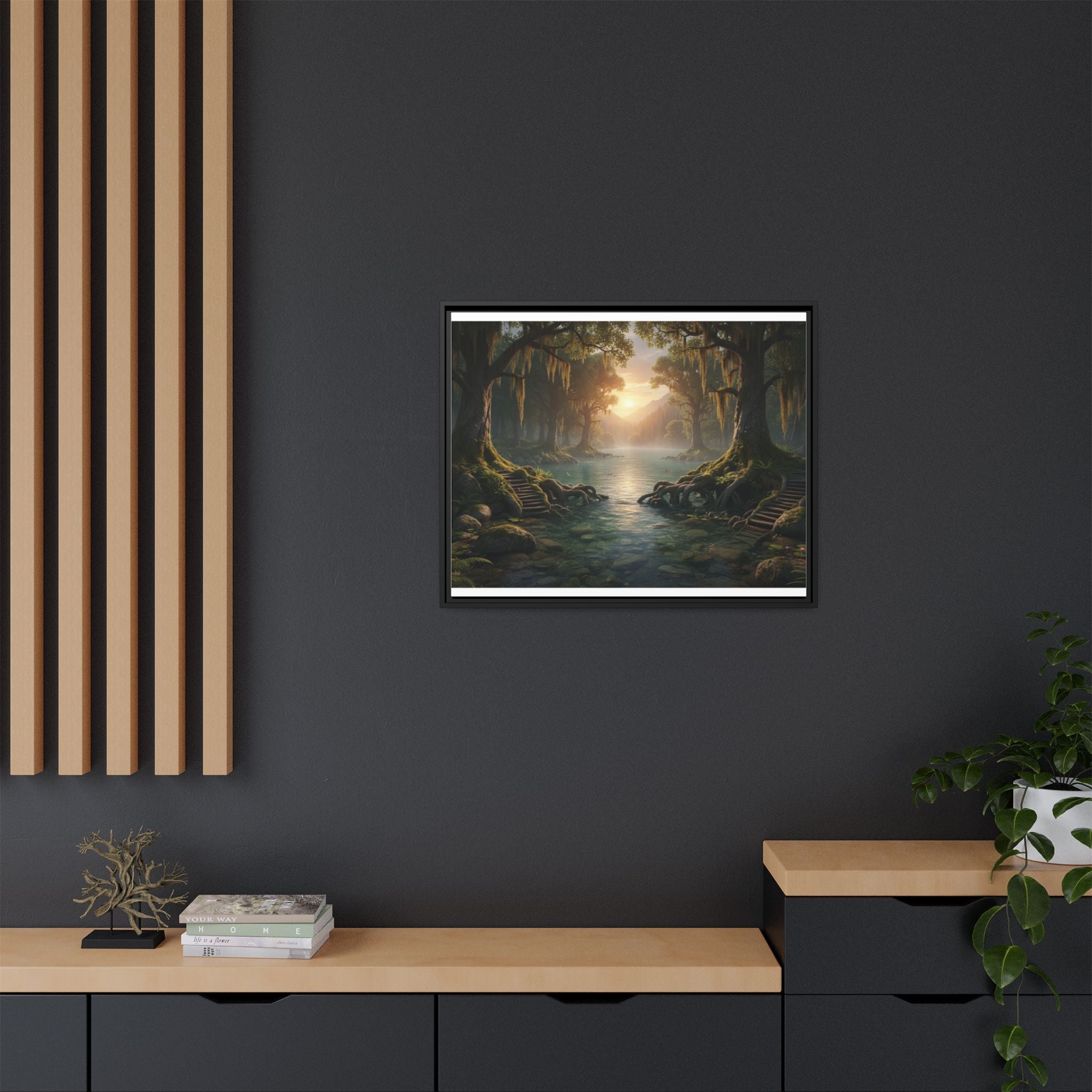 Framed Matte Canvas Art - Step In To The Water