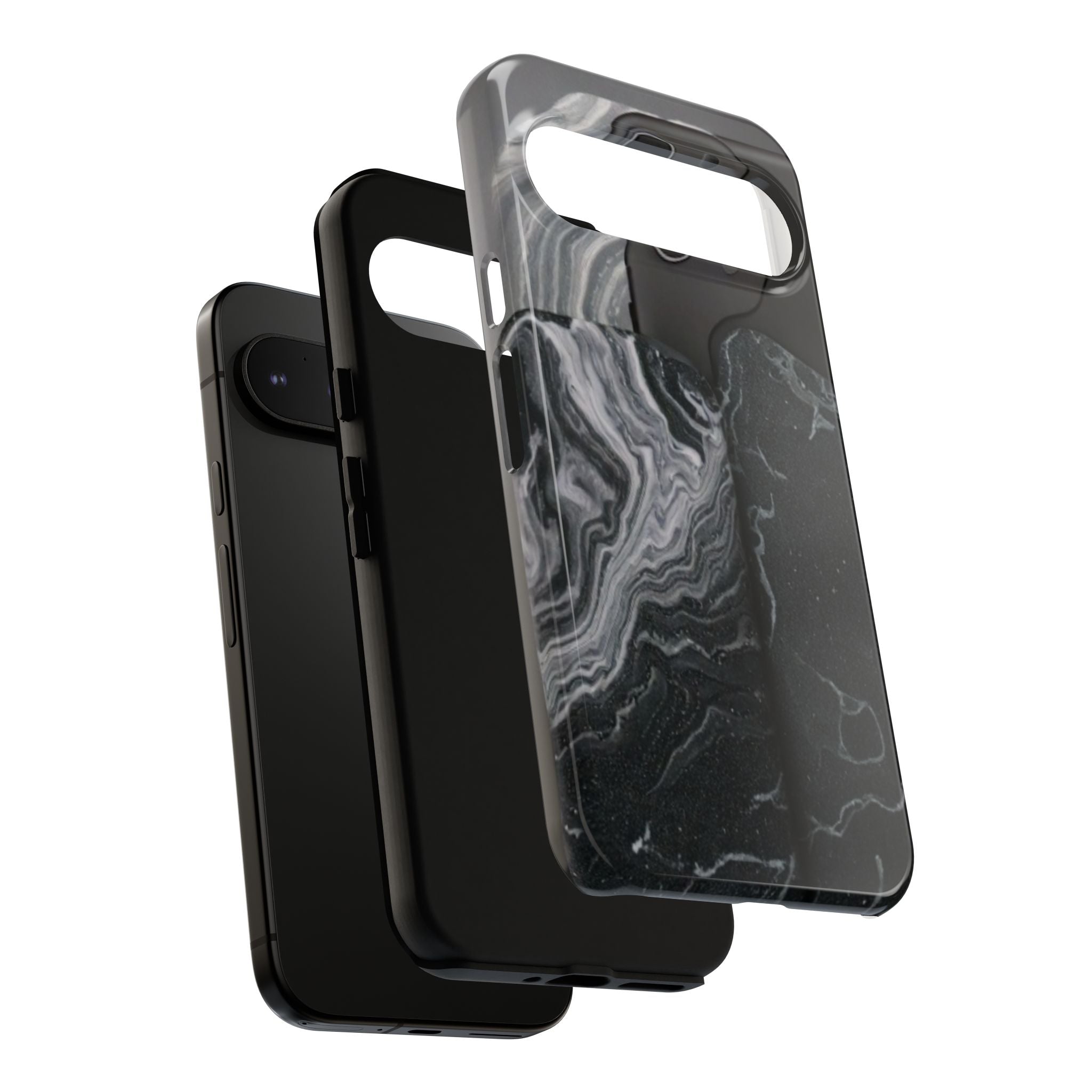 Black Marble Tough Phone Case — Protective iPhone Cover with Marble Texture