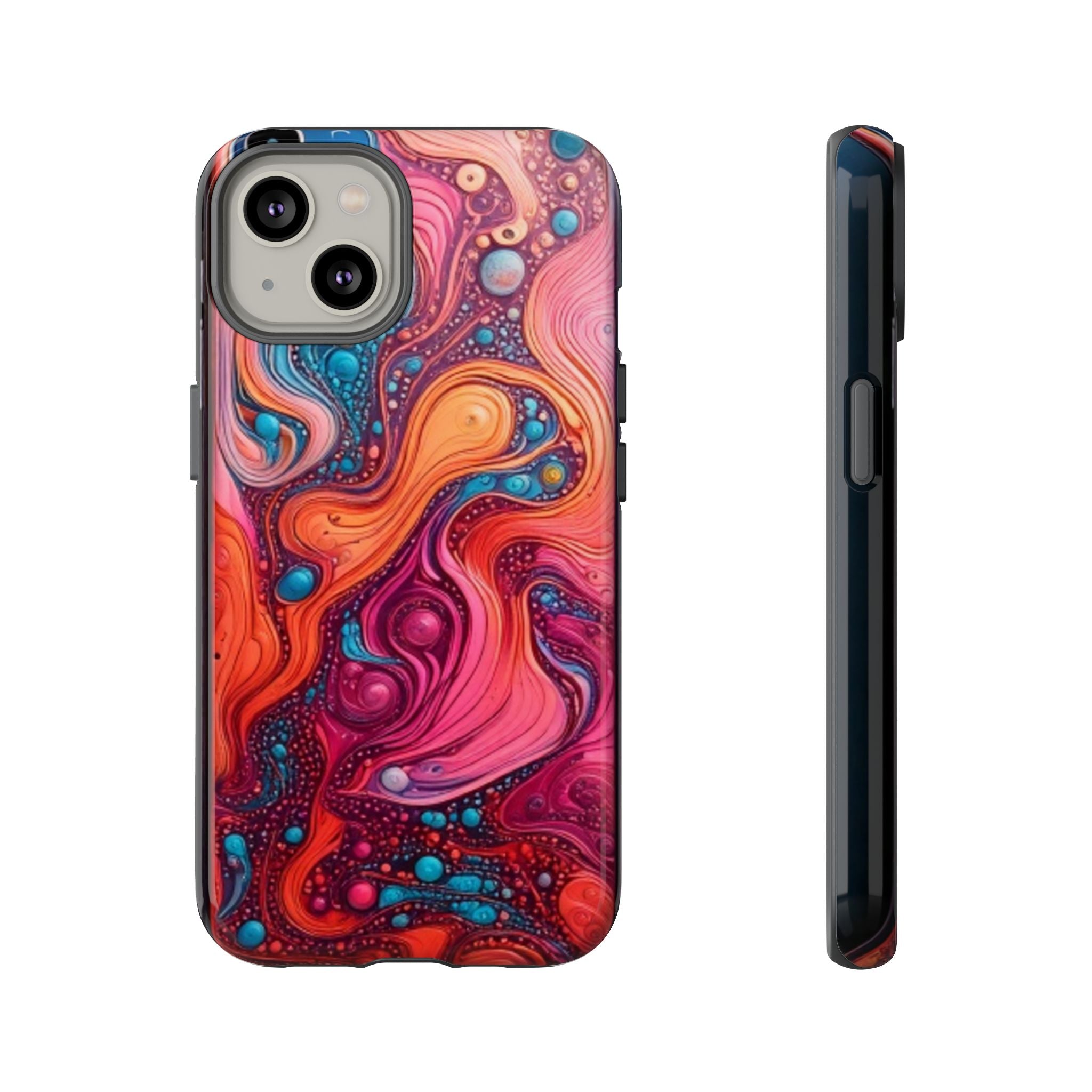 Abstract Swirl Tough Phone Case — Colorful Liquid Art Protective Cover