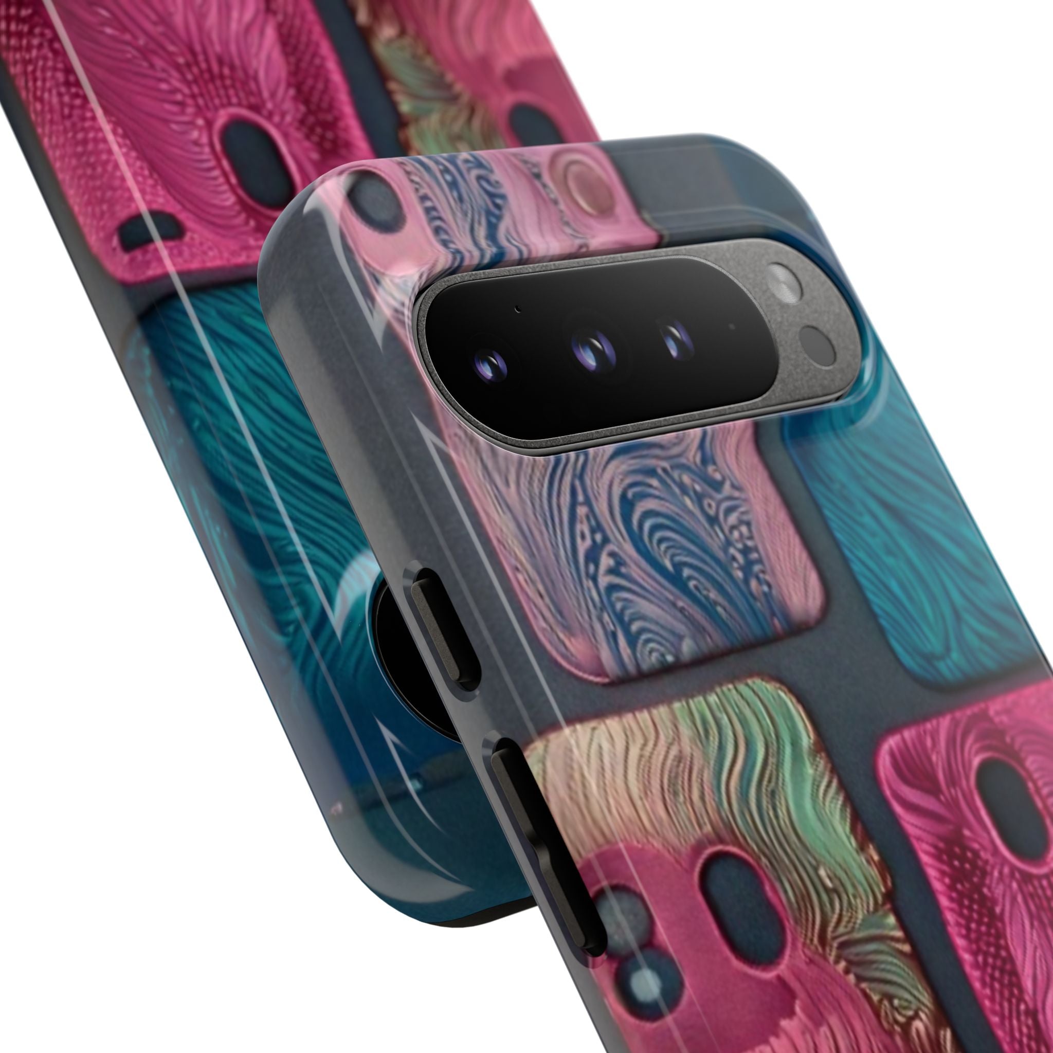 Tough Case - Colorful Textured Phone Case (Protective, Artistic Swirl Design)