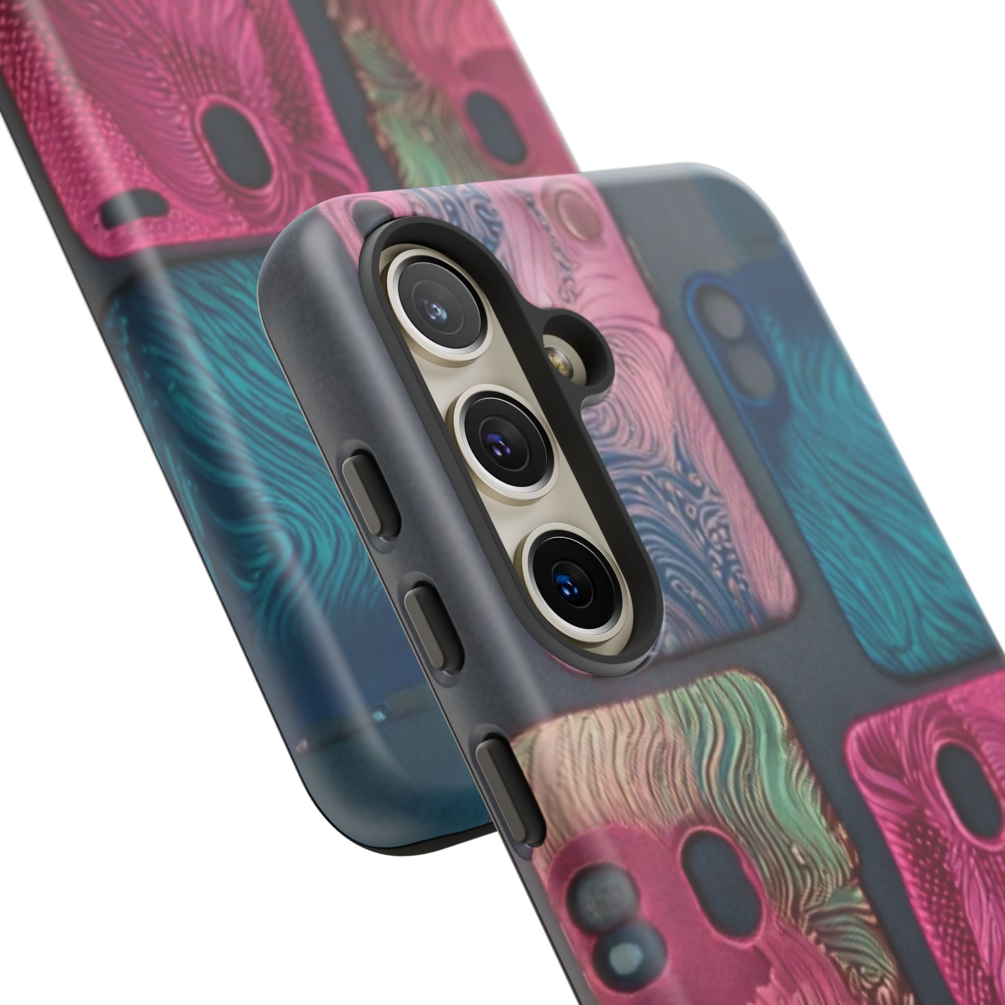 Tough Case - Colorful Textured Phone Case (Protective, Artistic Swirl Design)