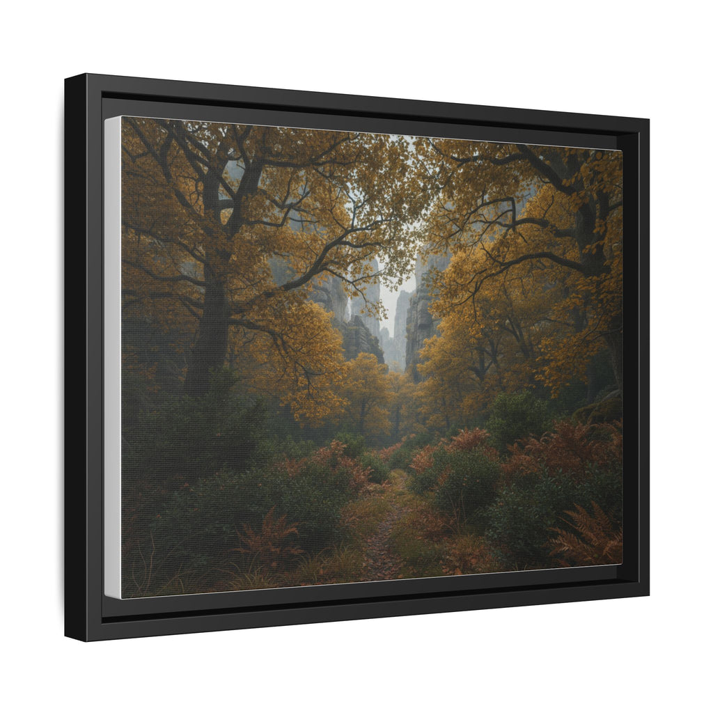 Autumn Forest Path Matte Canvas Print — Framed Wall Art