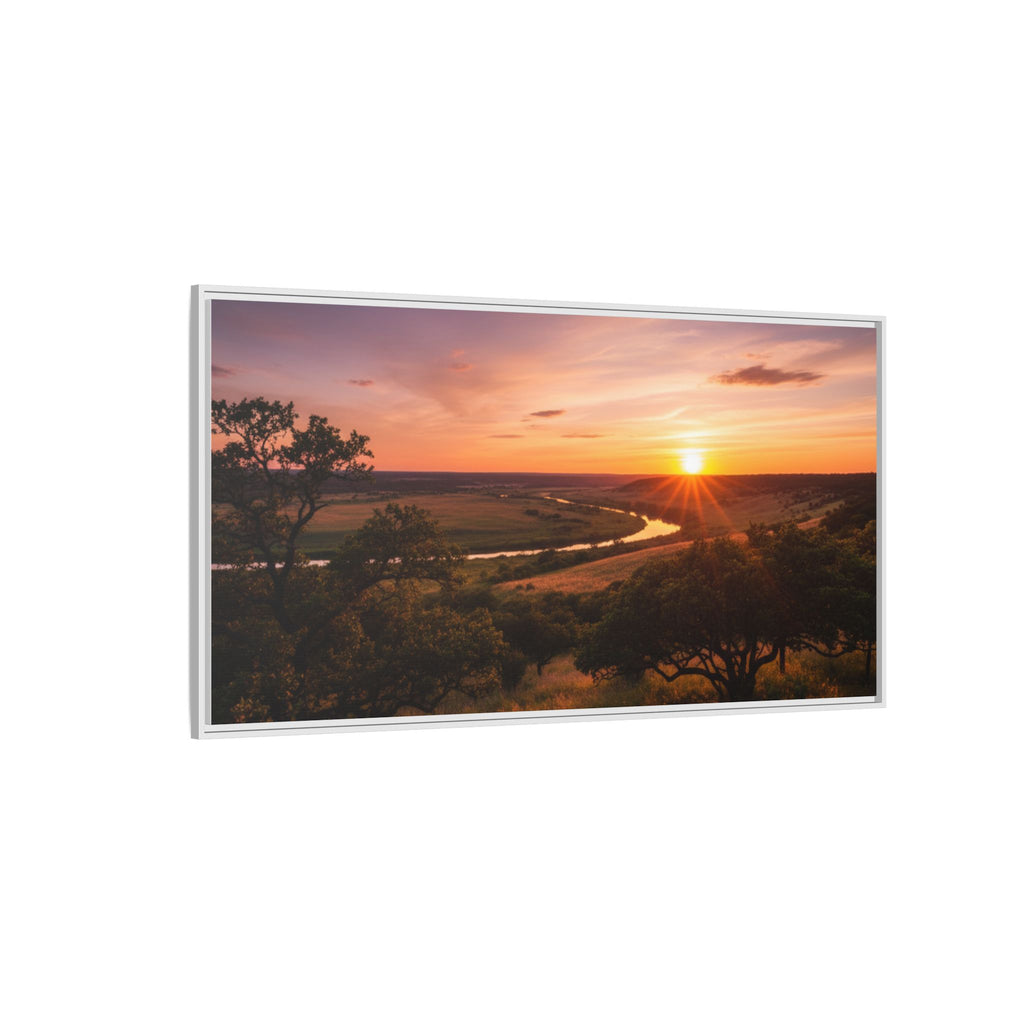 Sunset River Matte Canvas Framed Wall Art
