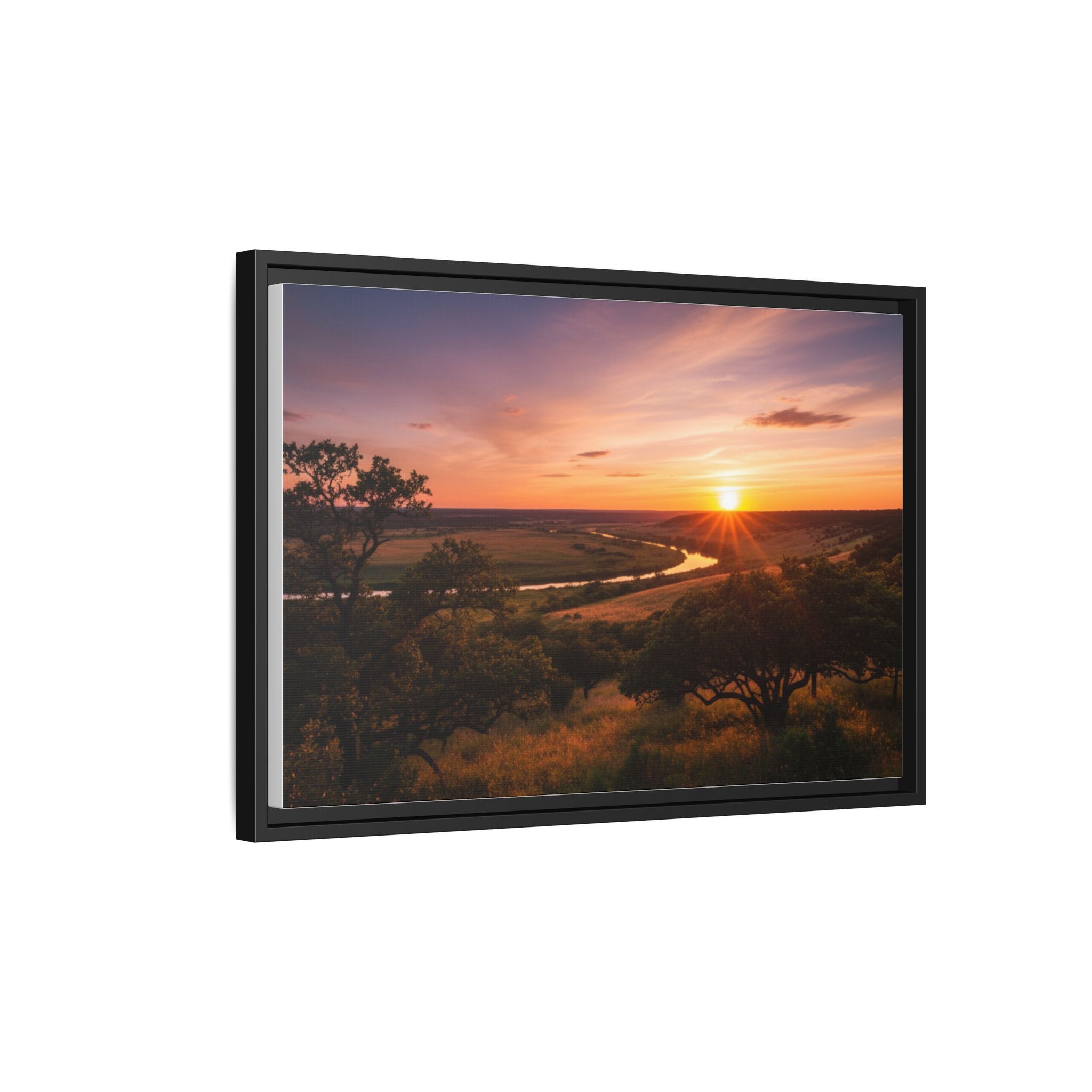 Sunset River Matte Canvas Framed Wall Art
