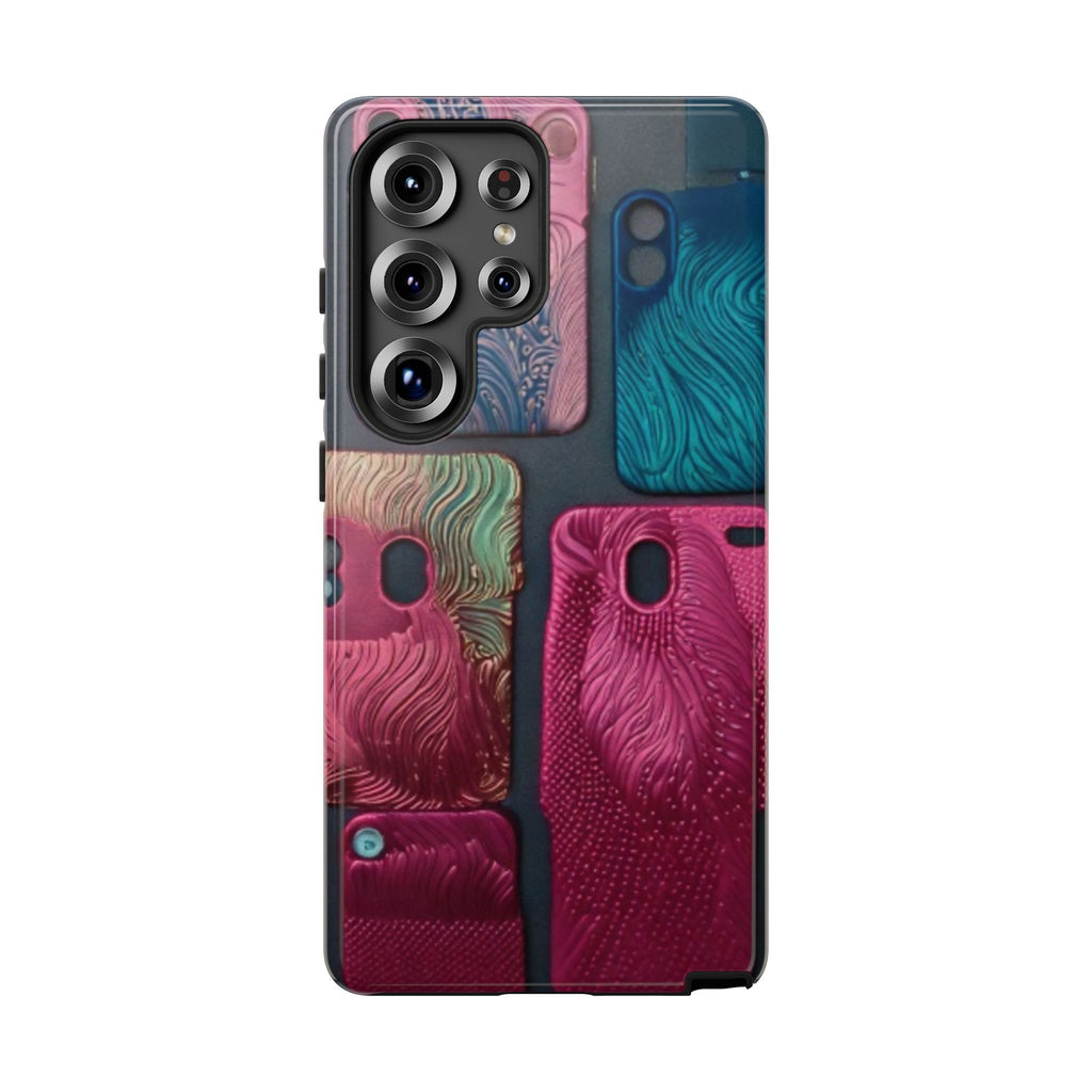 Tough Case - Colorful Textured Phone Case (Protective, Artistic Swirl Design)