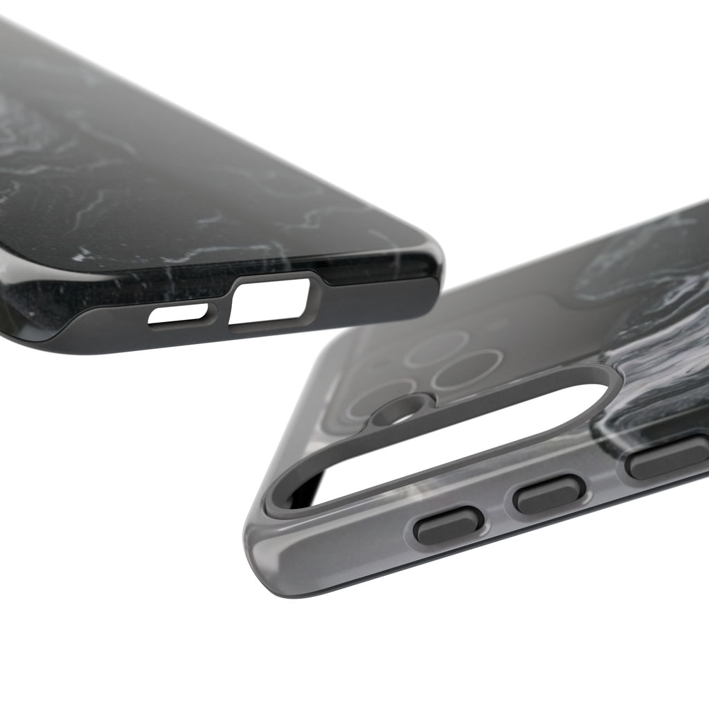 Black Marble Tough Phone Case — Protective iPhone Cover with Marble Texture
