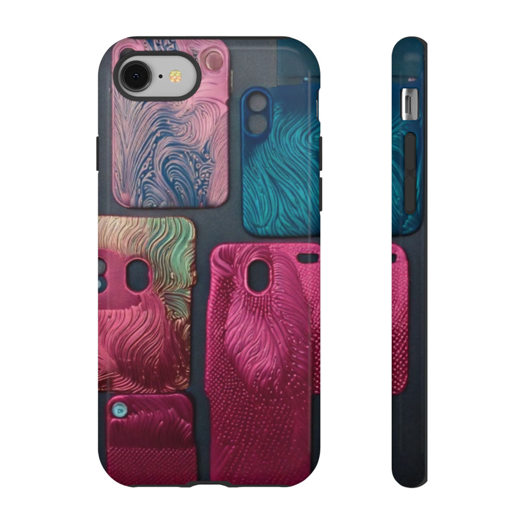 Tough Case - Colorful Textured Phone Case (Protective, Artistic Swirl Design)