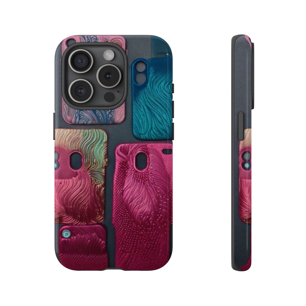 Tough Case - Colorful Textured Phone Case (Protective, Artistic Swirl Design)
