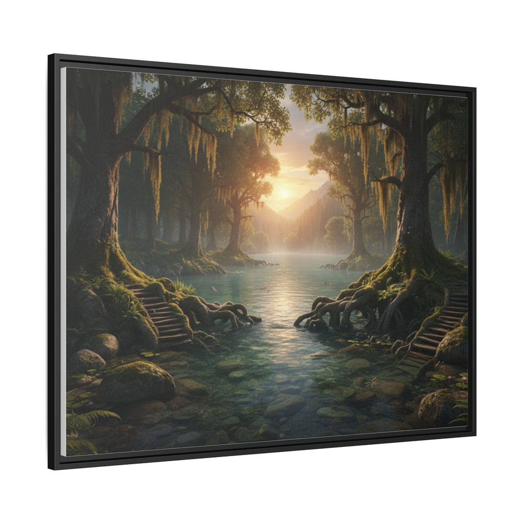 Framed Matte Canvas Art - Step In To The Water