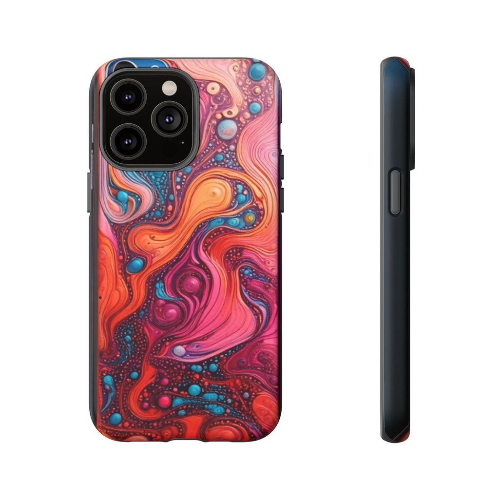 Abstract Swirl Tough Phone Case — Colorful Liquid Art Protective Cover