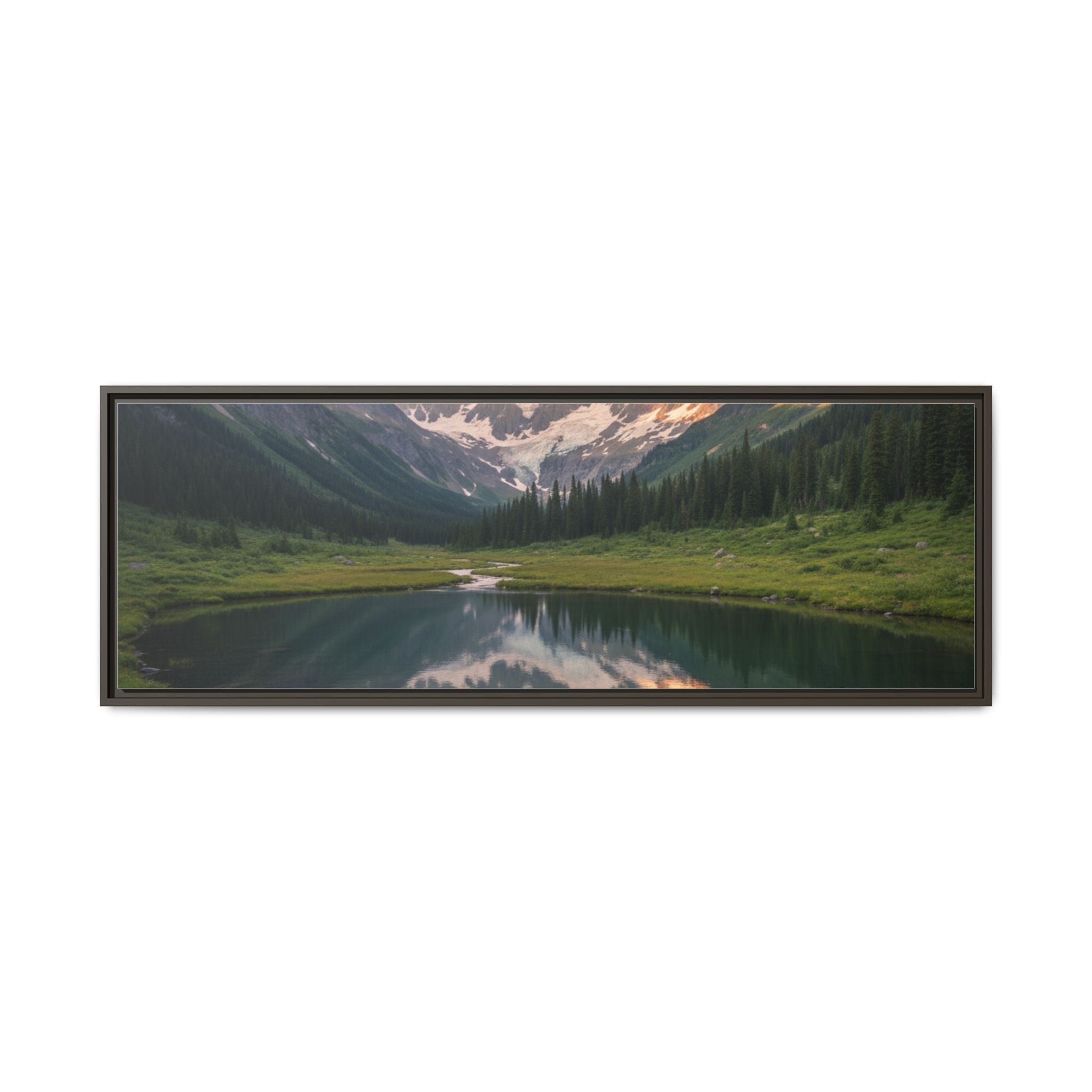 Matte Framed Canvas - Mountain Lake Landscape Wall Art