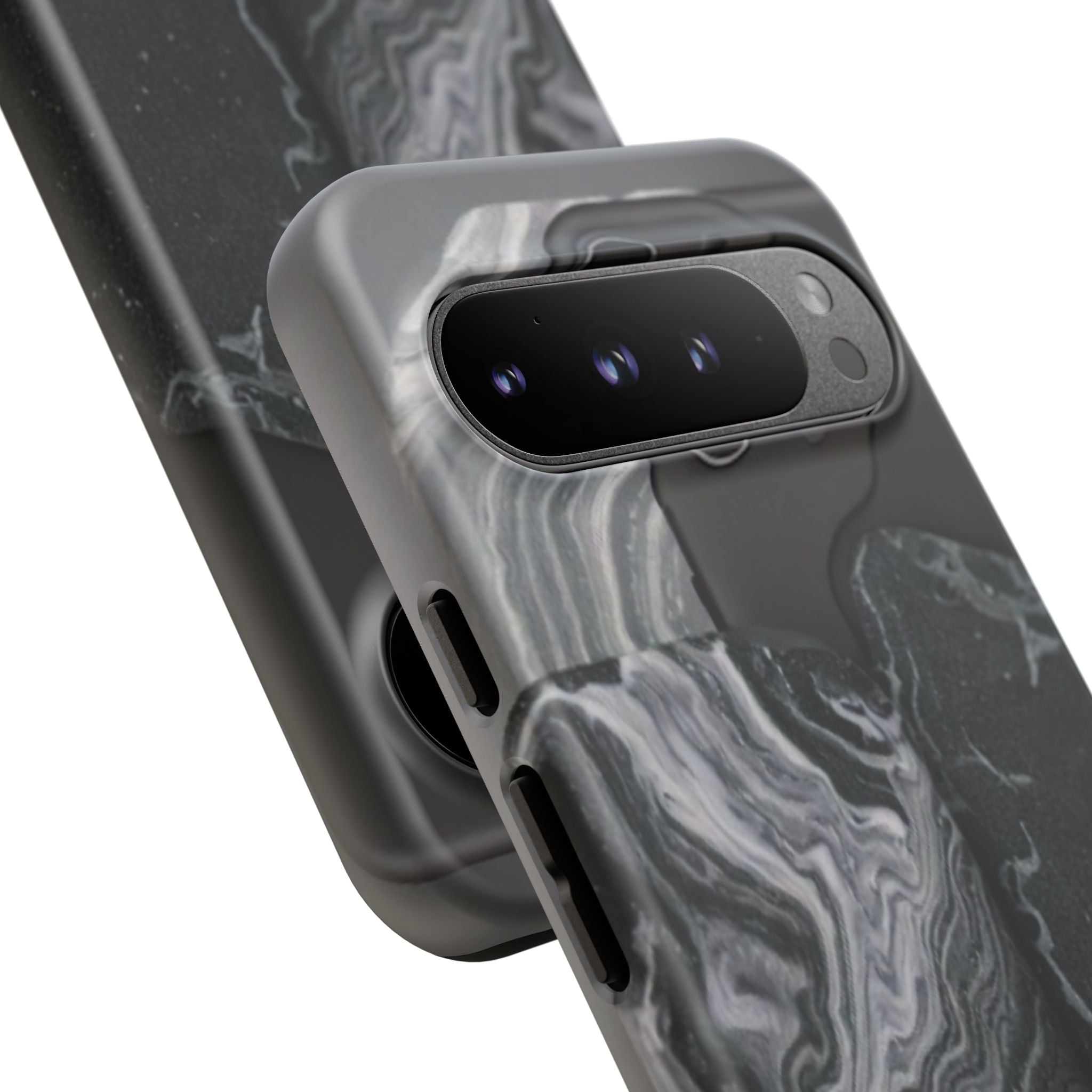 Black Marble Tough Phone Case — Protective iPhone Cover with Marble Texture