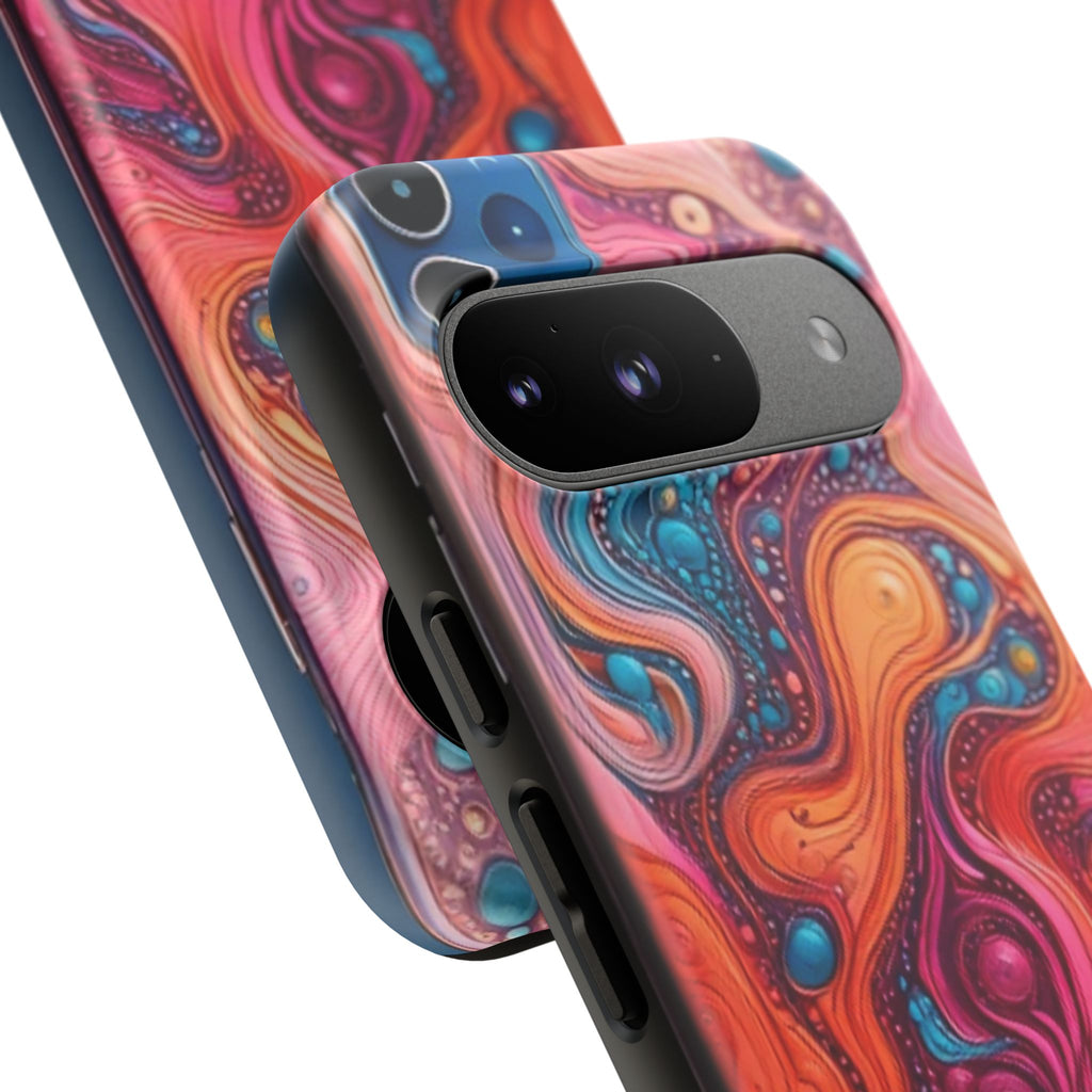 Abstract Swirl Tough Phone Case — Colorful Liquid Art Protective Cover