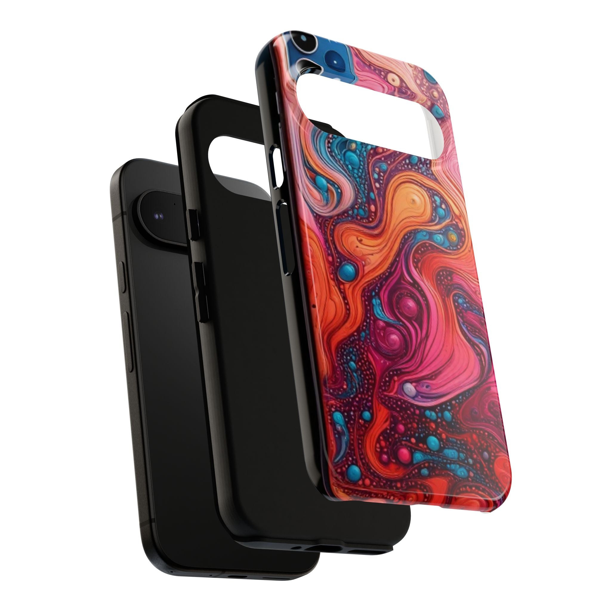 Abstract Swirl Tough Phone Case — Colorful Liquid Art Protective Cover