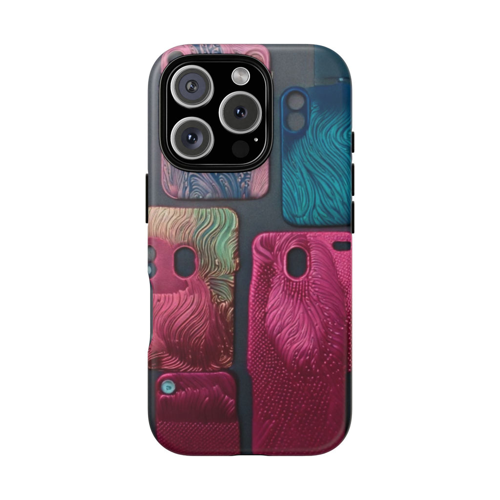 Tough Case - Colorful Textured Phone Case (Protective, Artistic Swirl Design)