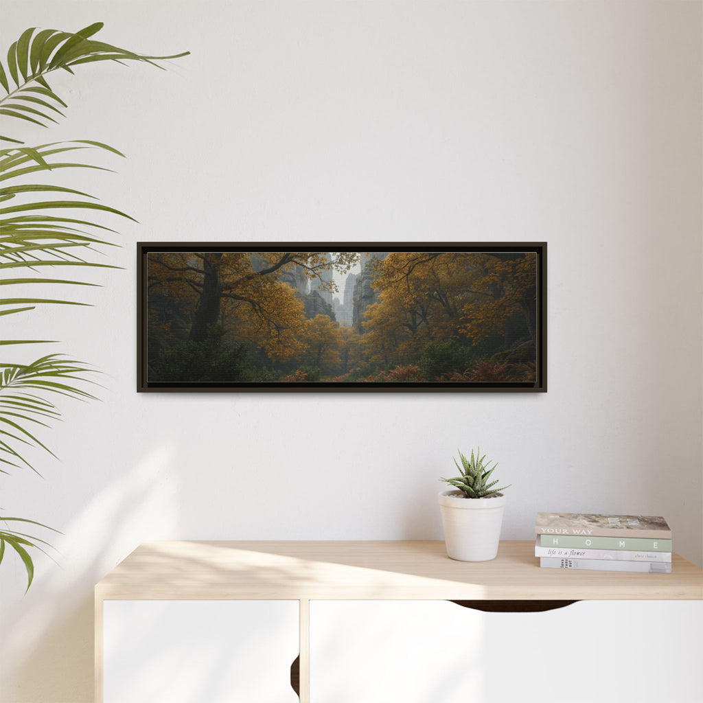 Autumn Forest Path Matte Canvas Print — Framed Wall Art