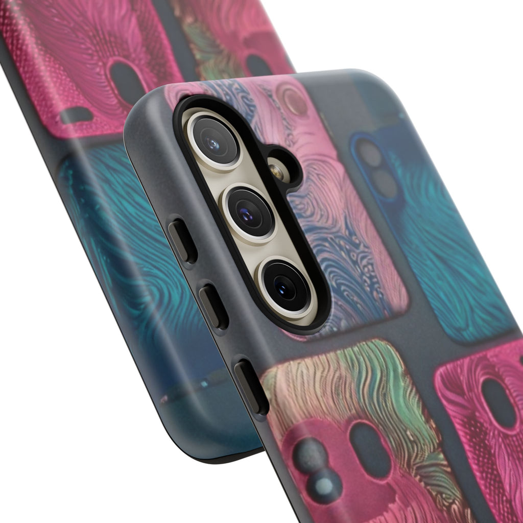 Tough Case - Colorful Textured Phone Case (Protective, Artistic Swirl Design)