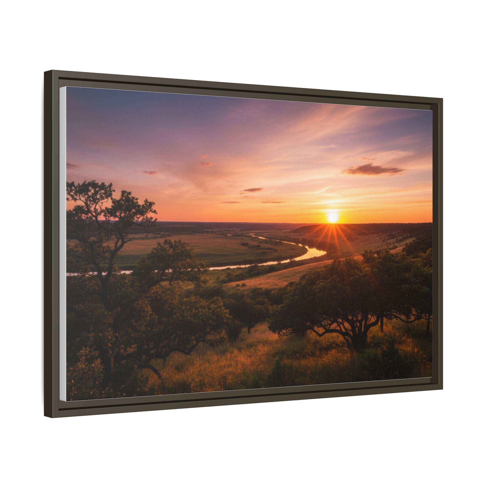 Sunset River Matte Canvas Framed Wall Art