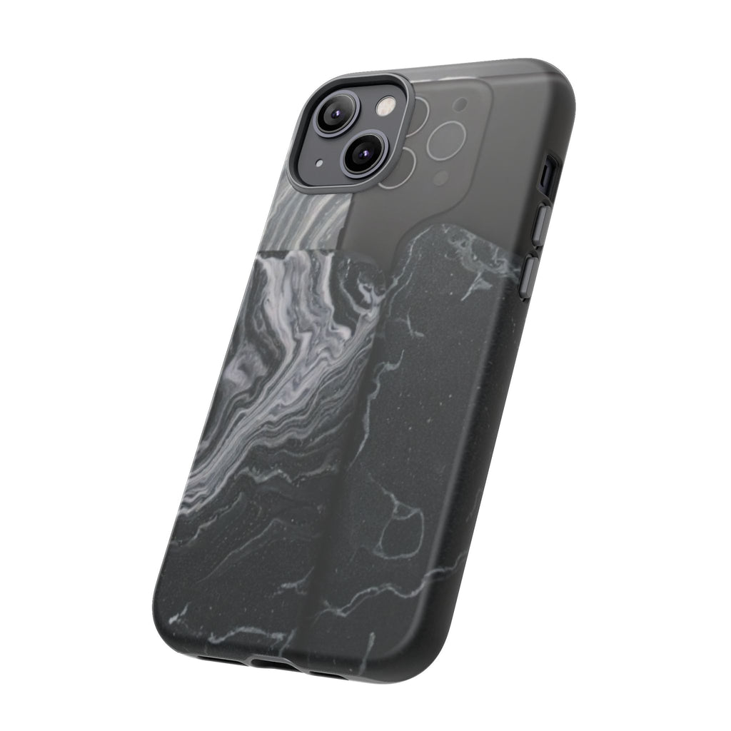 Black Marble Tough Phone Case — Protective iPhone Cover with Marble Texture