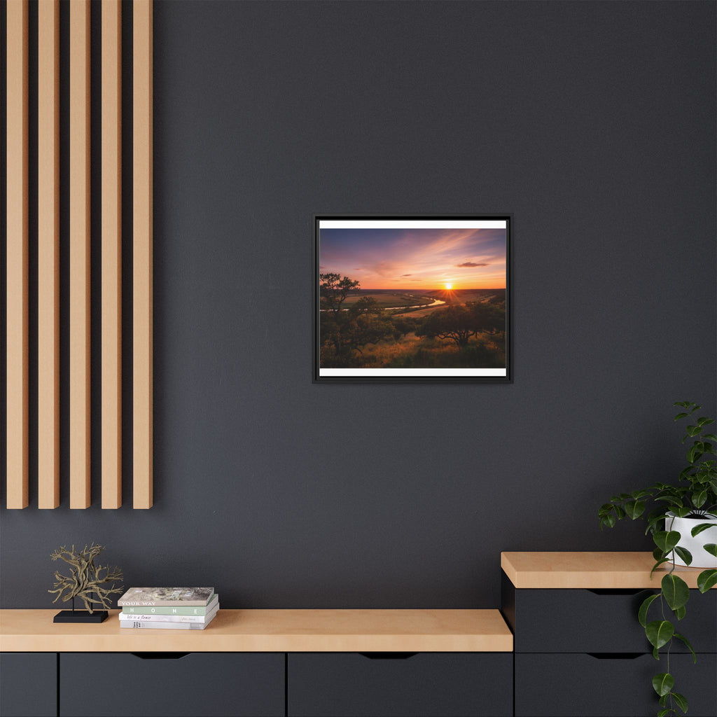 Sunset River Matte Canvas Framed Wall Art