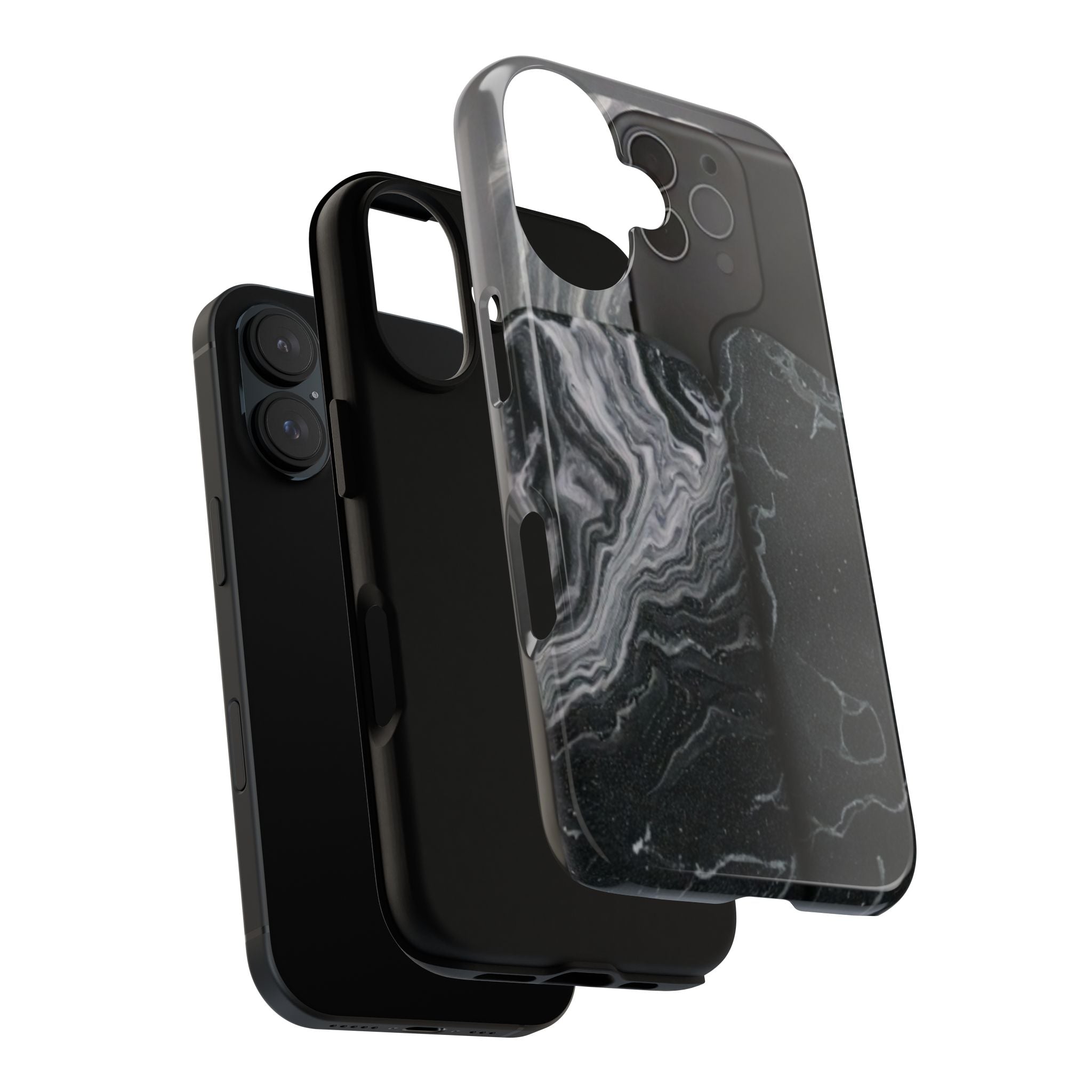 Black Marble Tough Phone Case — Protective iPhone Cover with Marble Texture