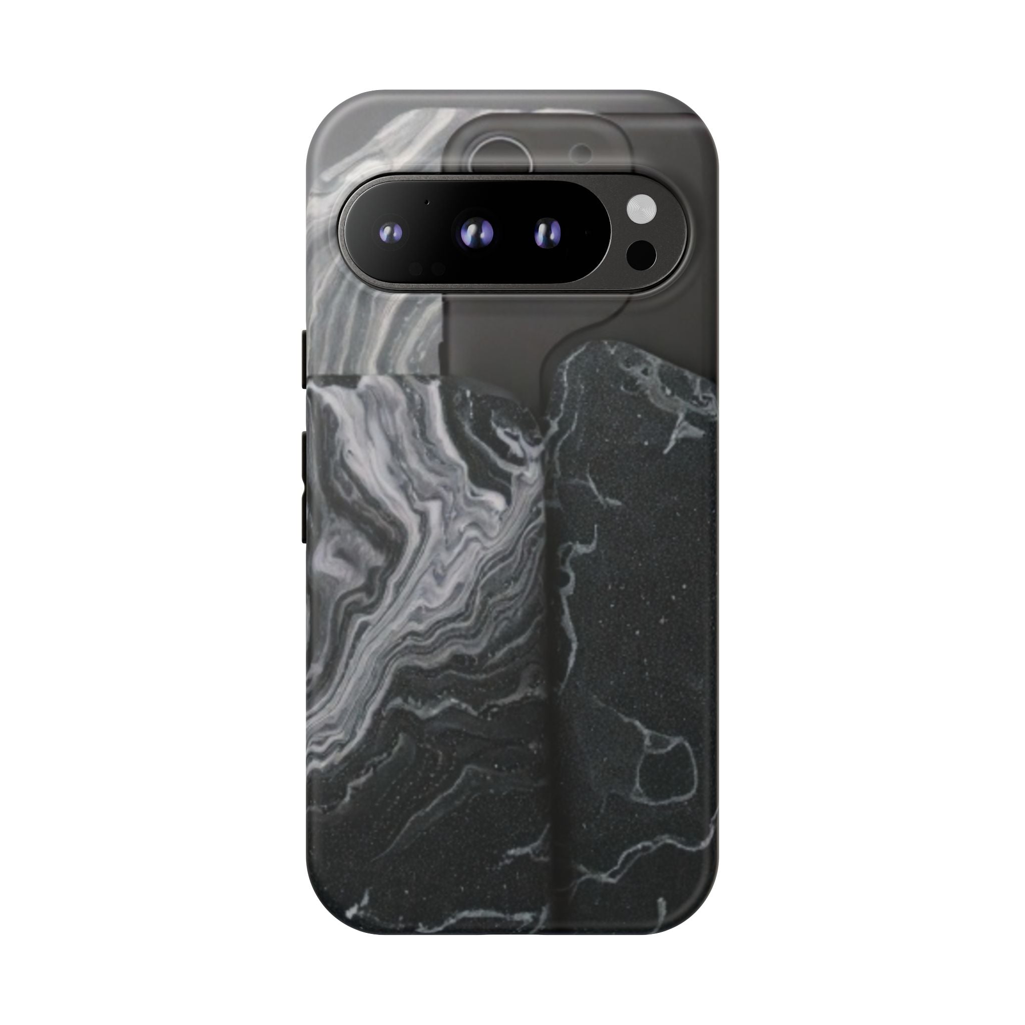 Black Marble Tough Phone Case — Protective iPhone Cover with Marble Texture