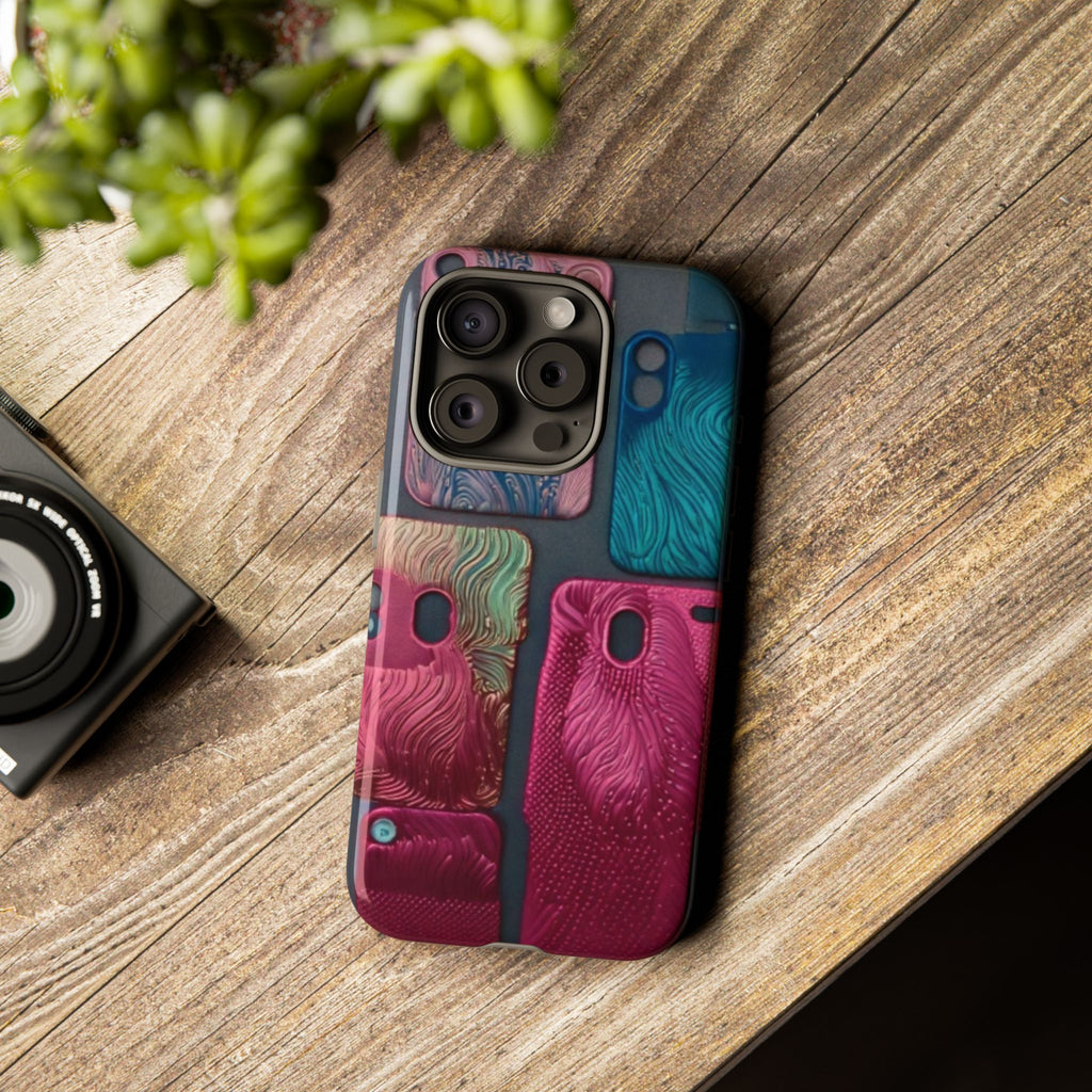 Tough Case - Colorful Textured Phone Case (Protective, Artistic Swirl Design)