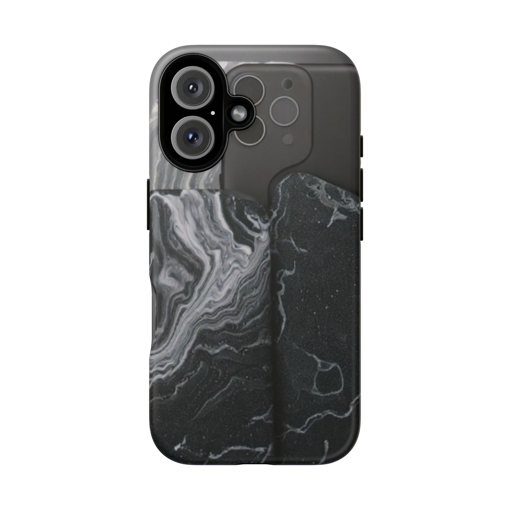 Black Marble Tough Phone Case — Protective iPhone Cover with Marble Texture