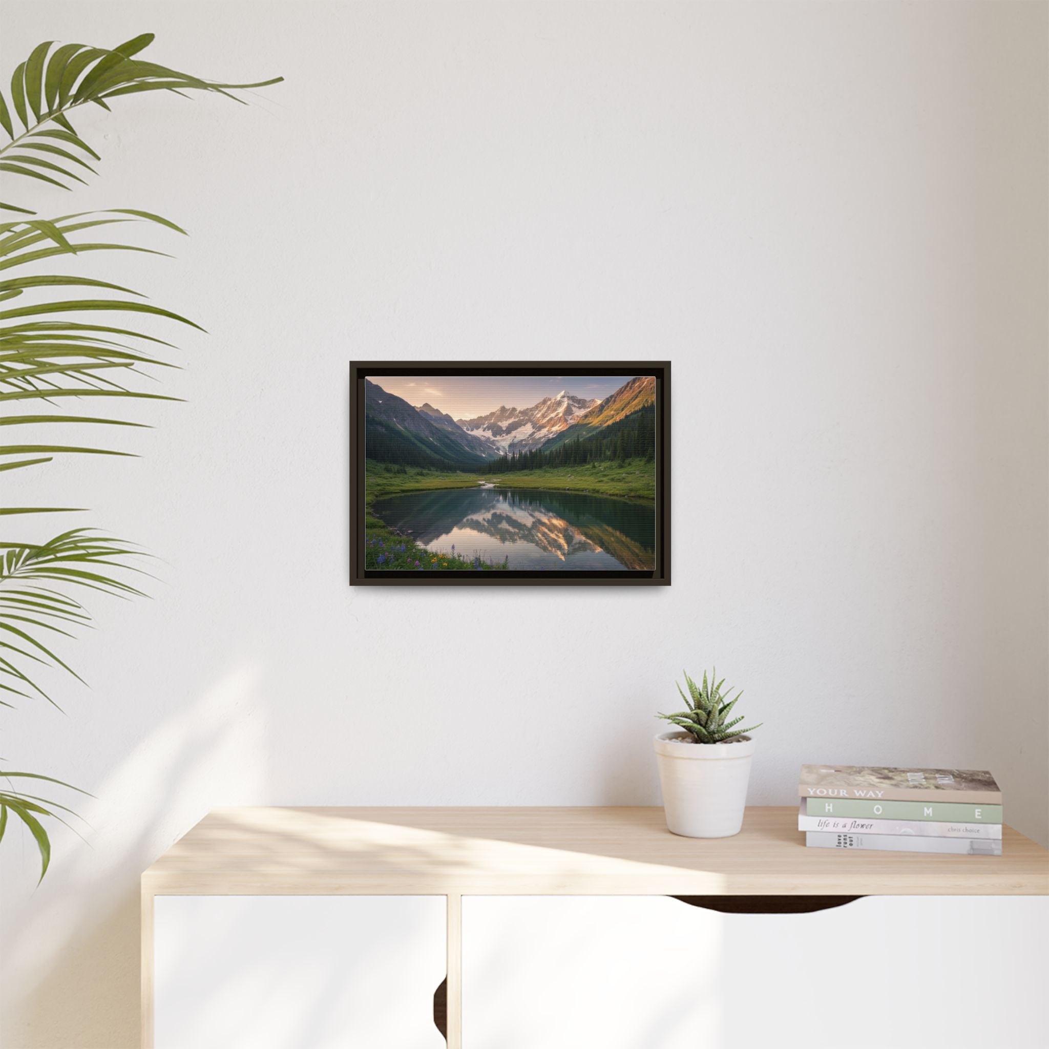 Matte Framed Canvas - Mountain Lake Landscape Wall Art
