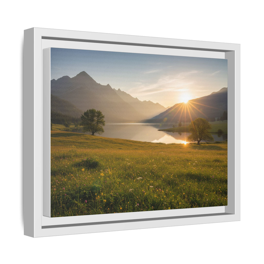 Sunrise Mountain Lake Matte Canvas — Framed Landscape Wall Art
