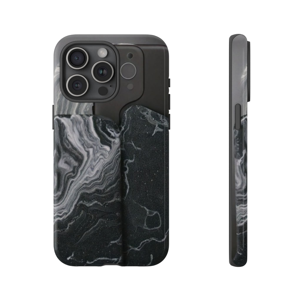 Black Marble Tough Phone Case — Protective iPhone Cover with Marble Texture