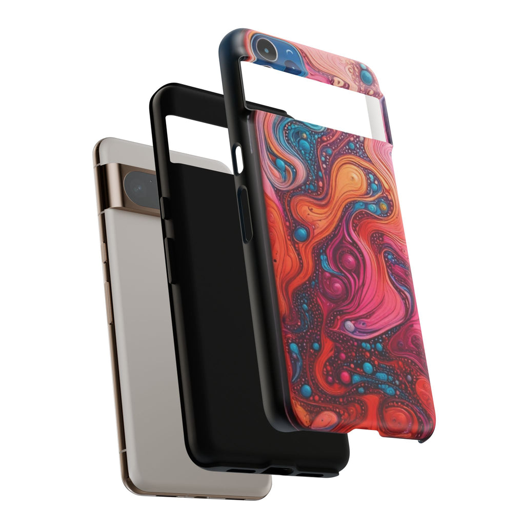 Abstract Swirl Tough Phone Case — Colorful Liquid Art Protective Cover