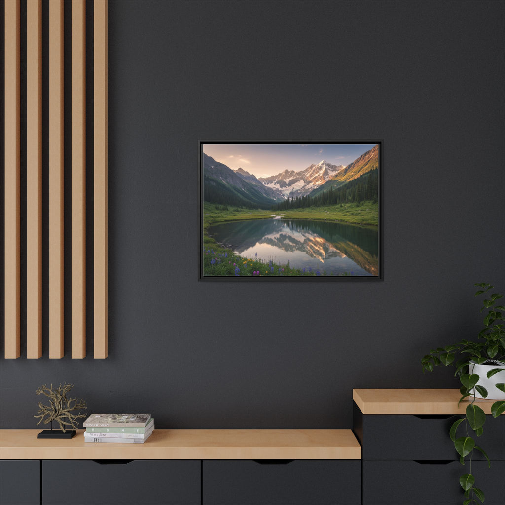 Matte Framed Canvas - Mountain Lake Landscape Wall Art