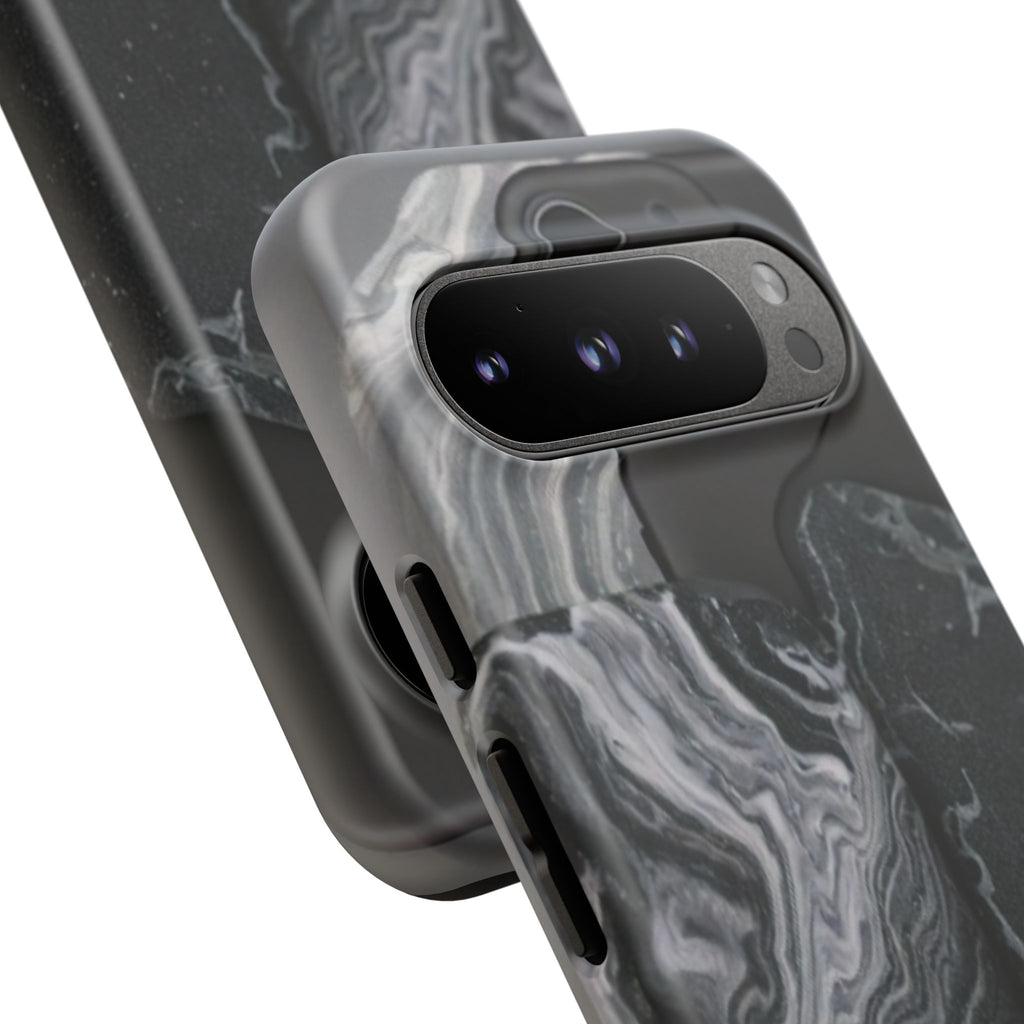 Black Marble Tough Phone Case — Protective iPhone Cover with Marble Texture