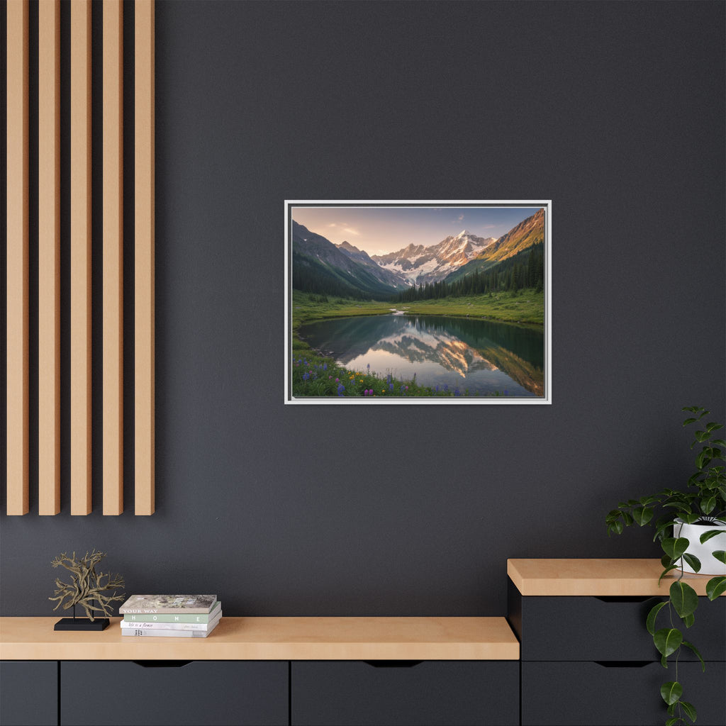Matte Framed Canvas - Mountain Lake Landscape Wall Art