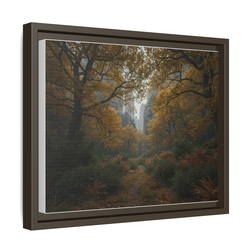 Autumn Forest Path Matte Canvas Print — Framed Wall Art