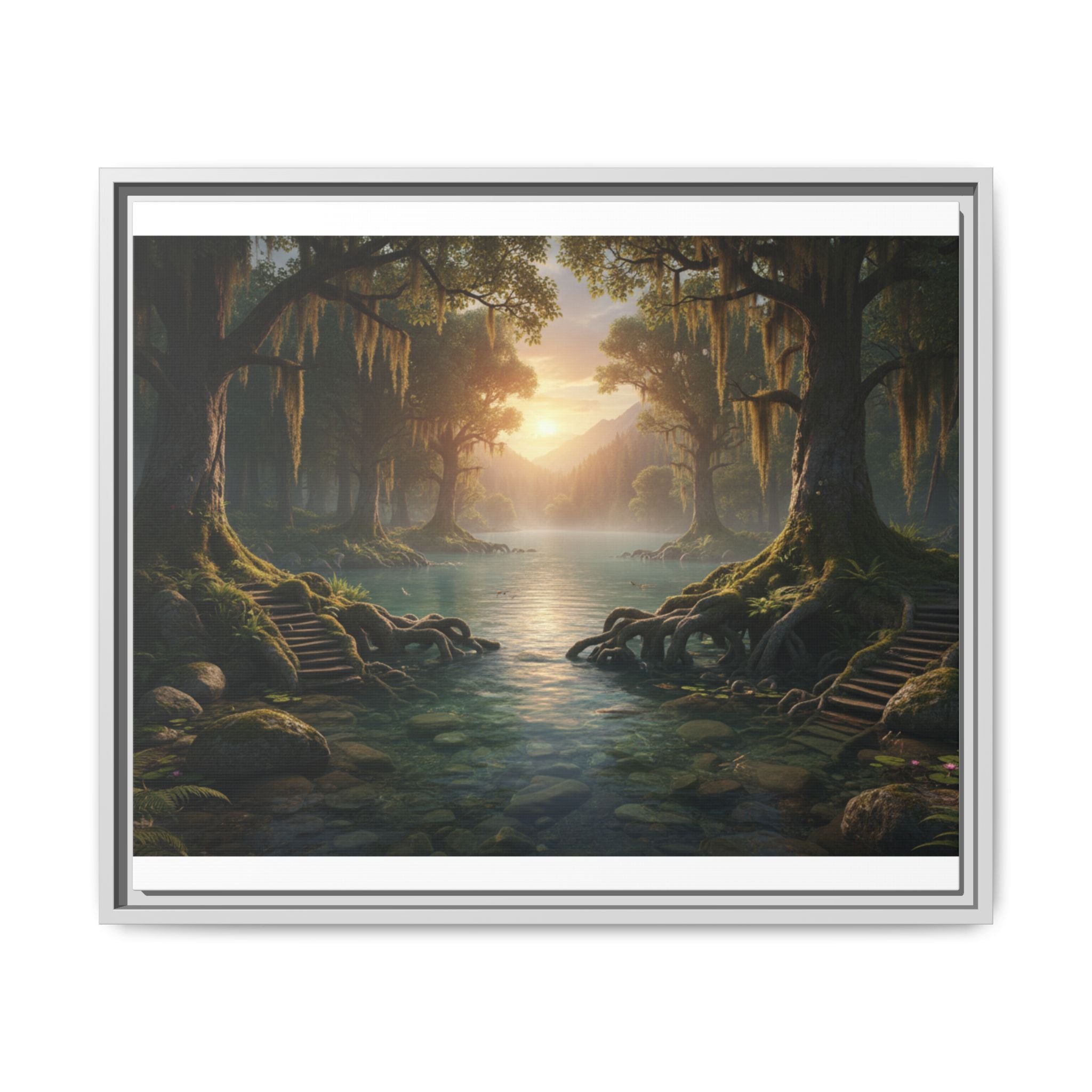 Framed Matte Canvas Art - Step In To The Water