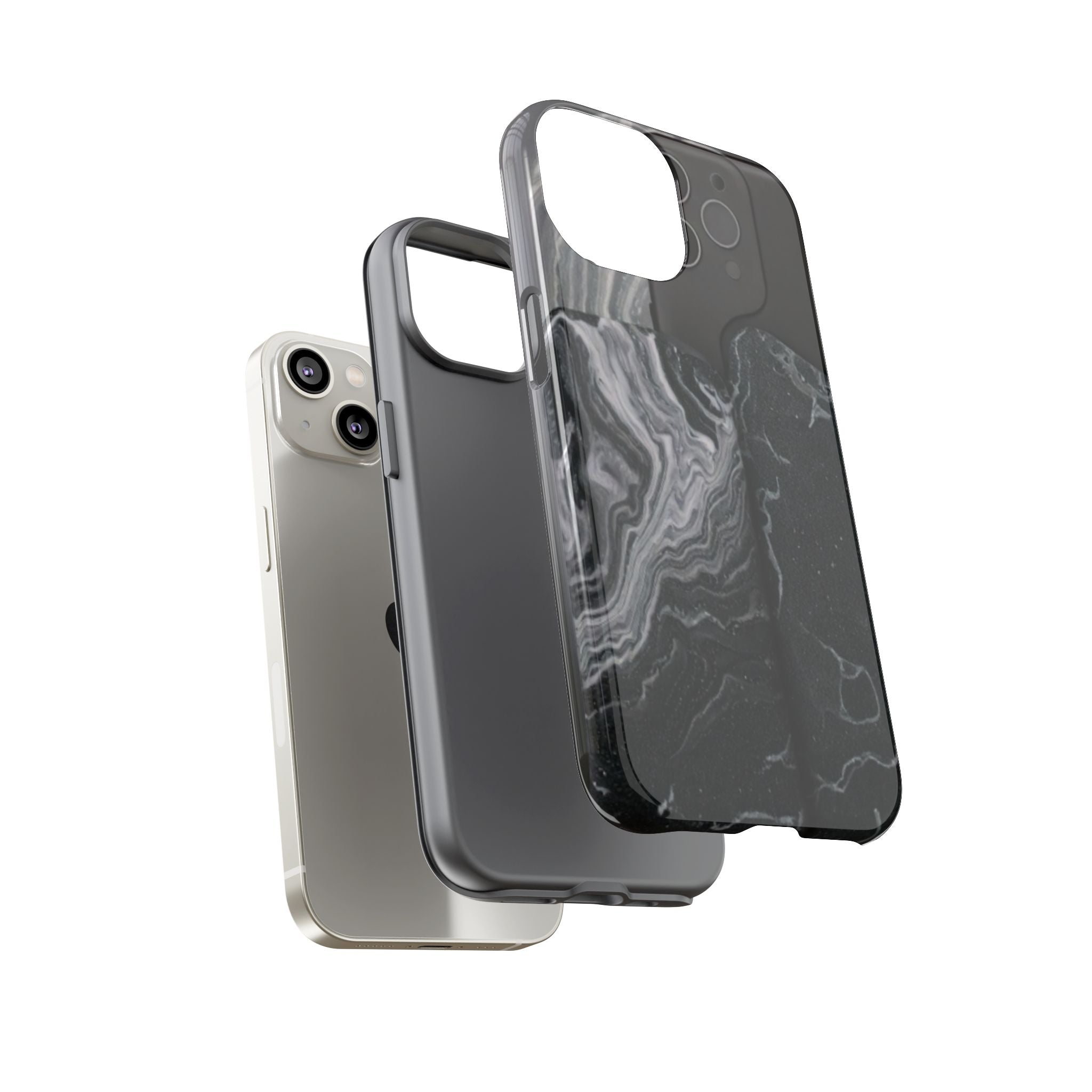 Black Marble Tough Phone Case — Protective iPhone Cover with Marble Texture