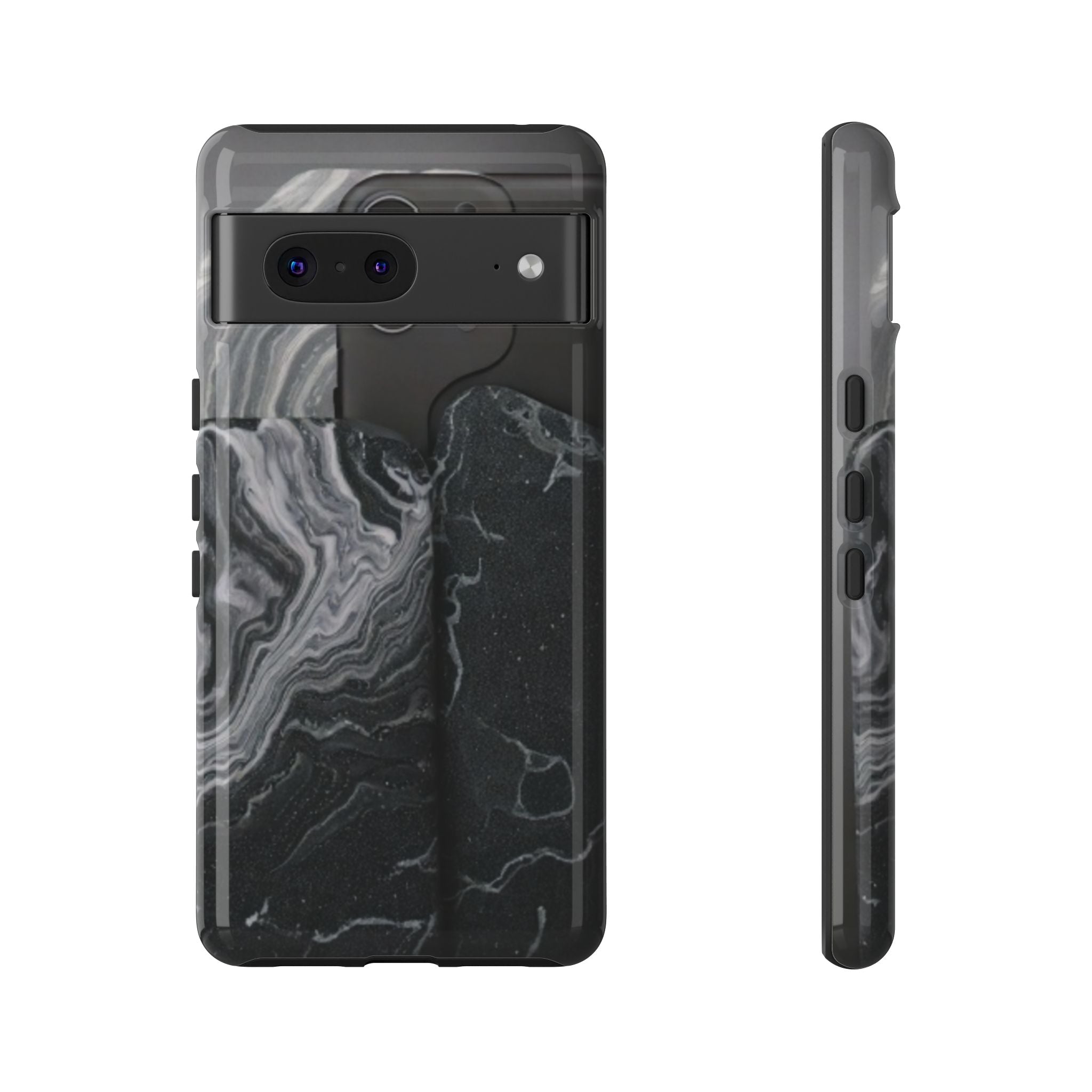 Black Marble Tough Phone Case — Protective iPhone Cover with Marble Texture