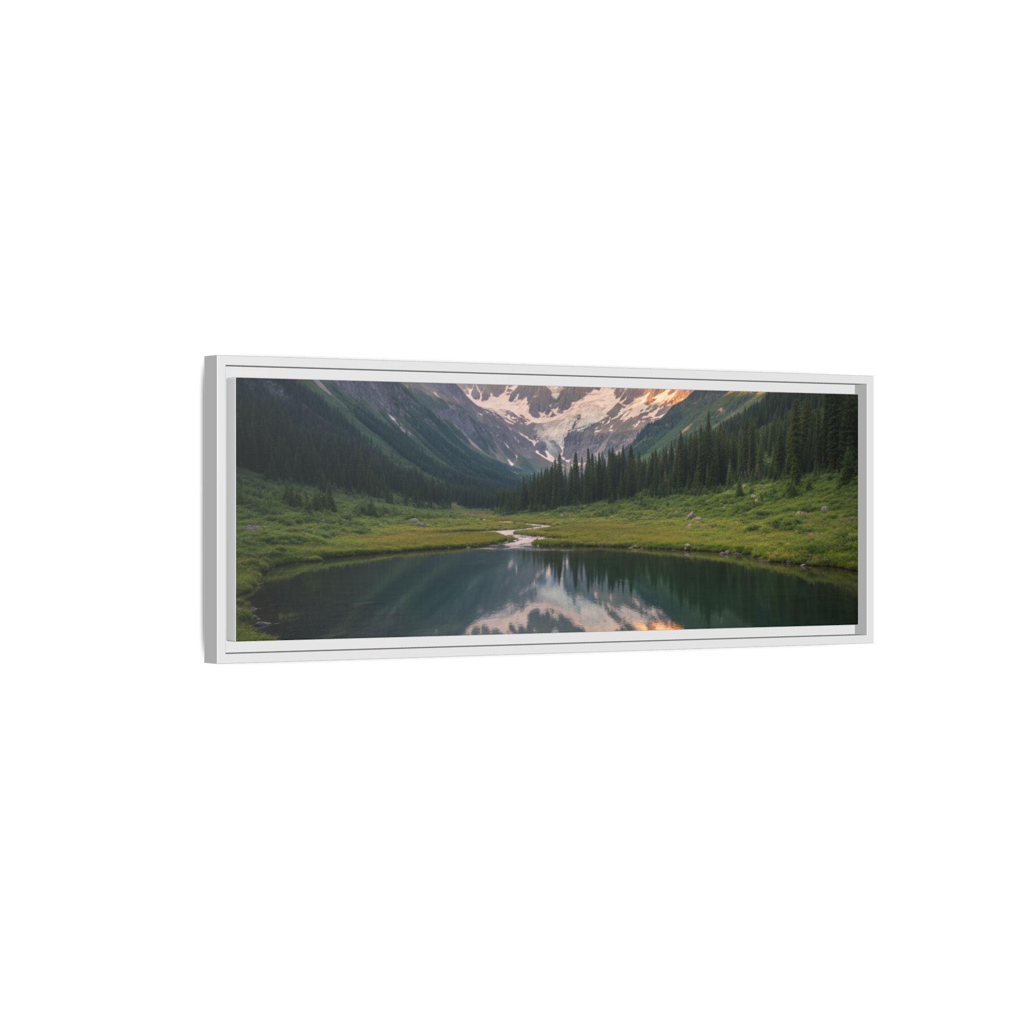 Matte Framed Canvas - Mountain Lake Landscape Wall Art