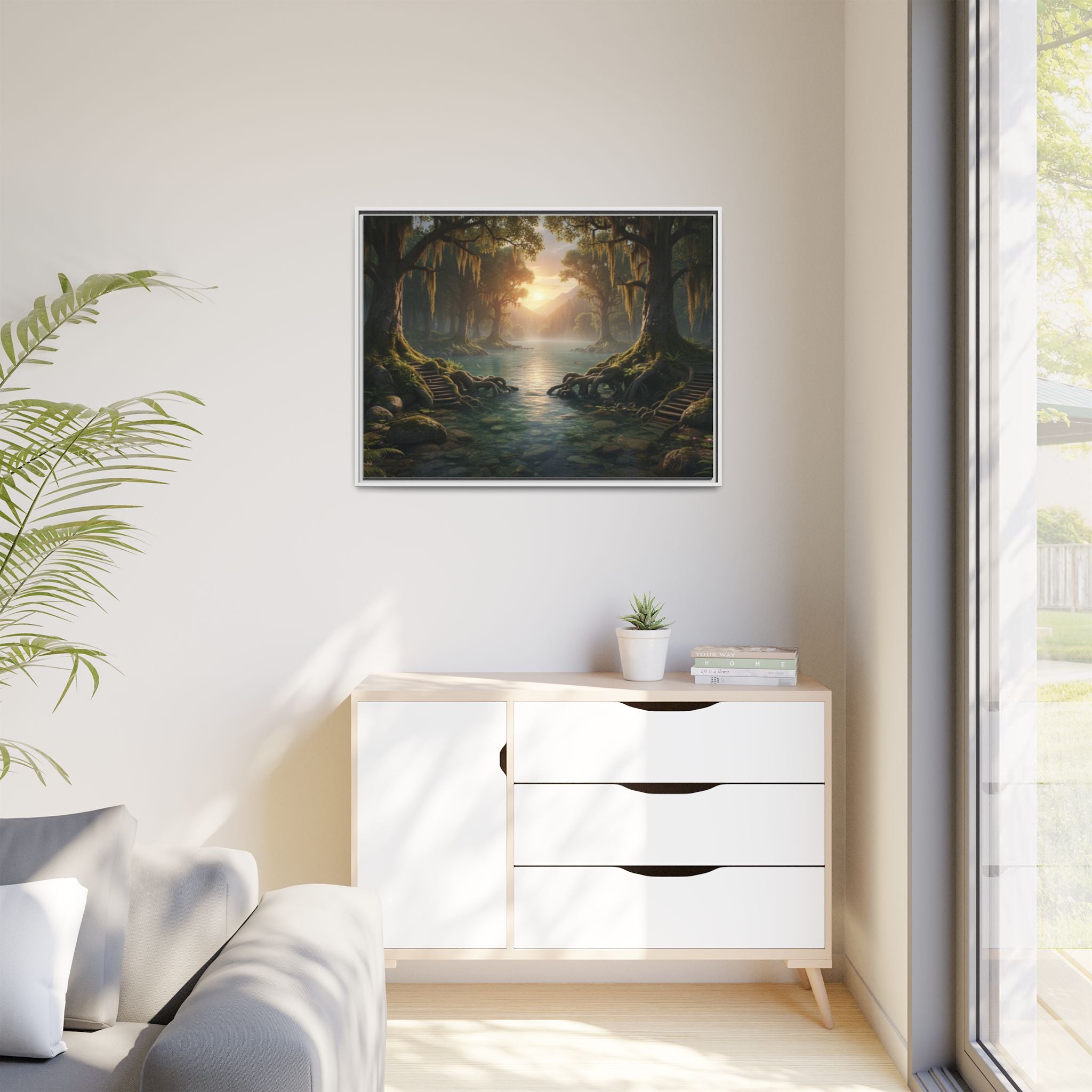 Framed Matte Canvas Art - Step In To The Water